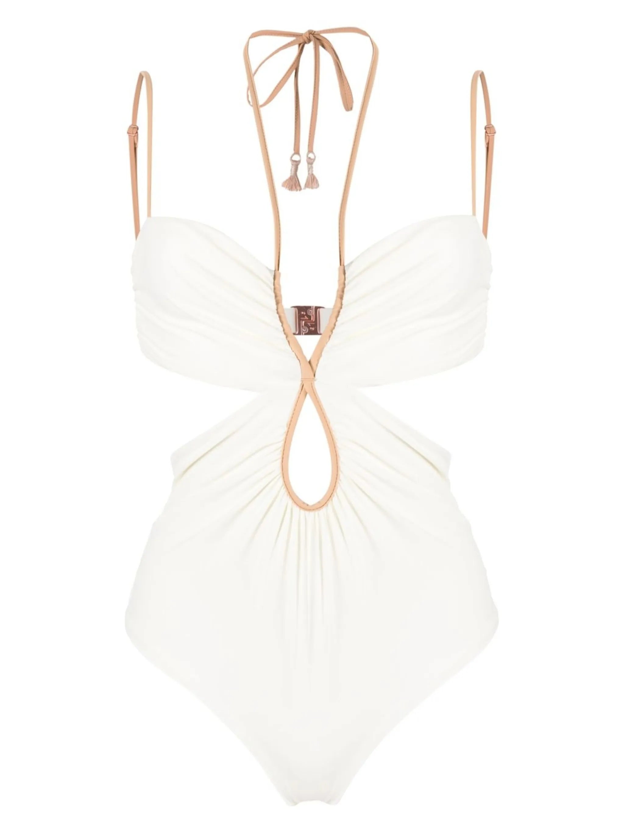 halterneck cut-out side one-piece