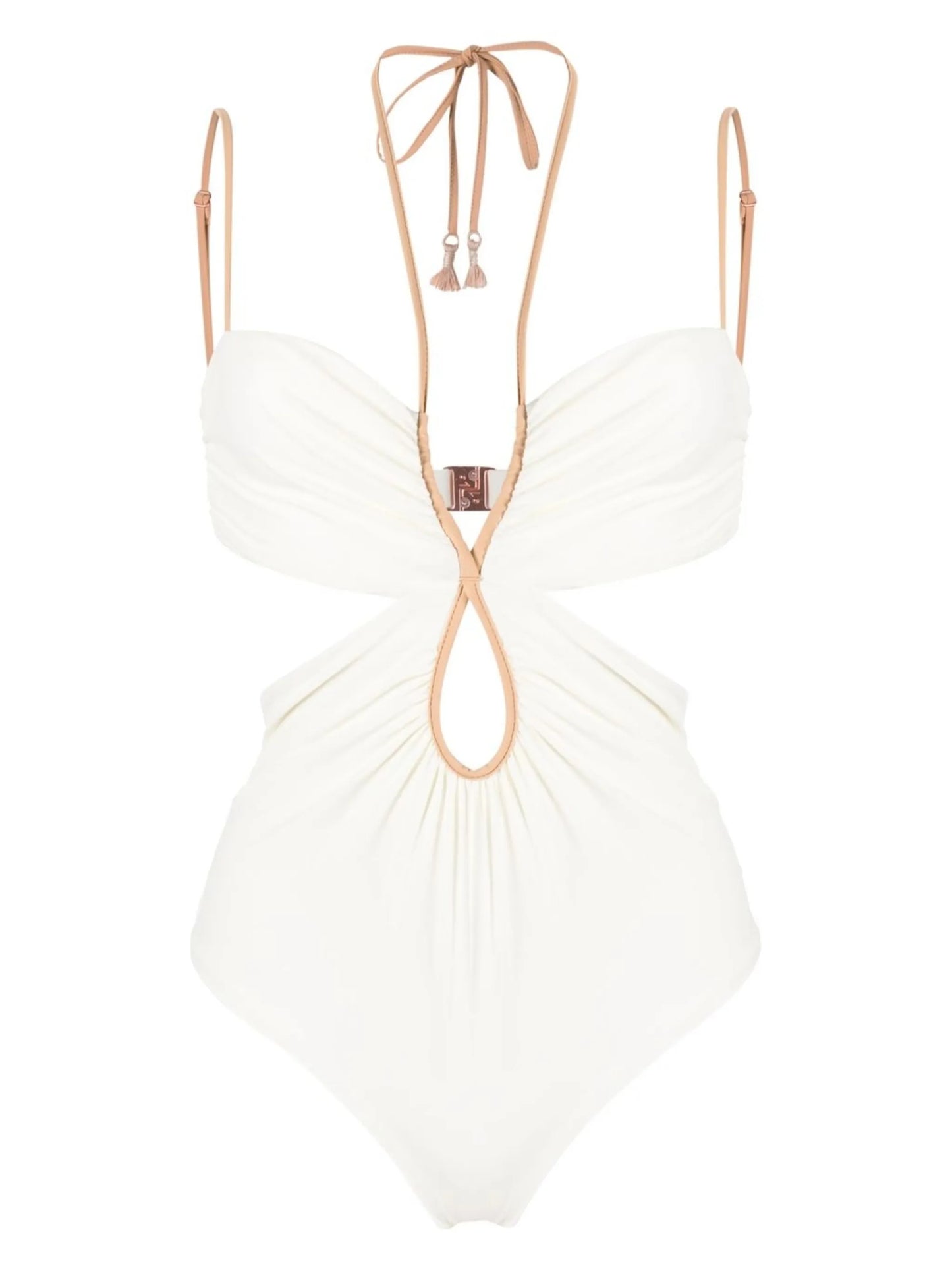 halterneck cut-out side one-piece