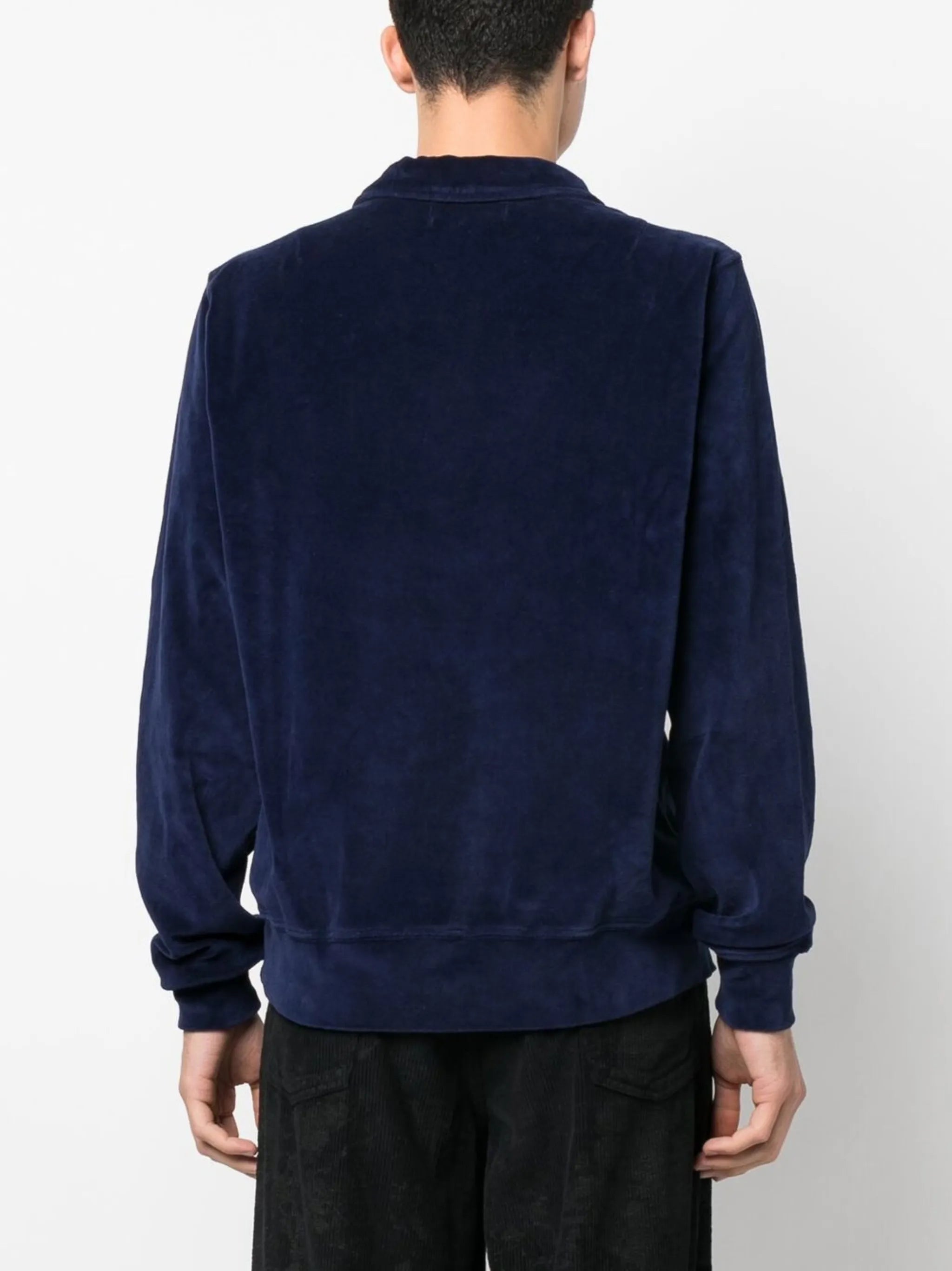 velvet-effect polo shirt