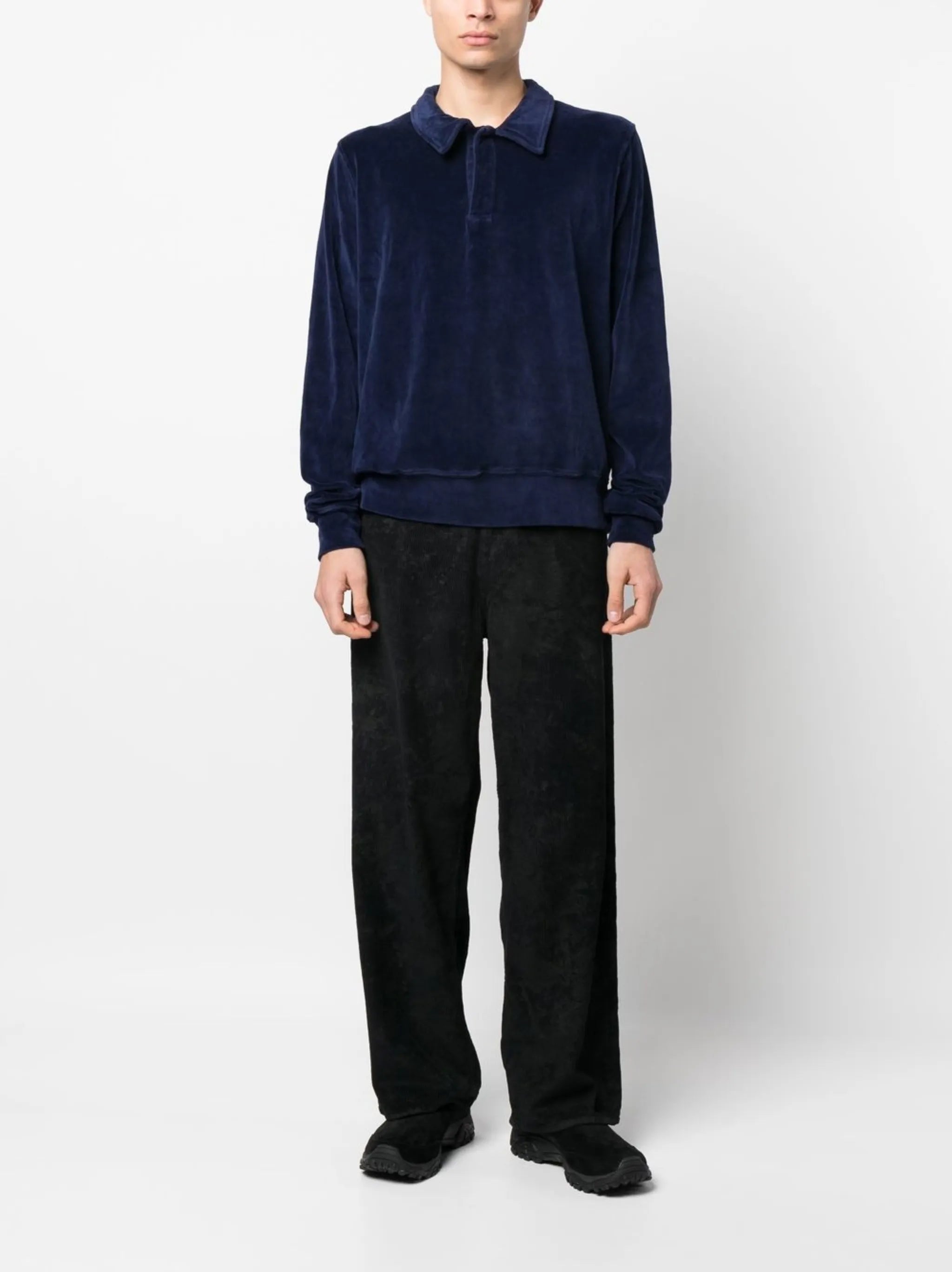 velvet-effect polo shirt