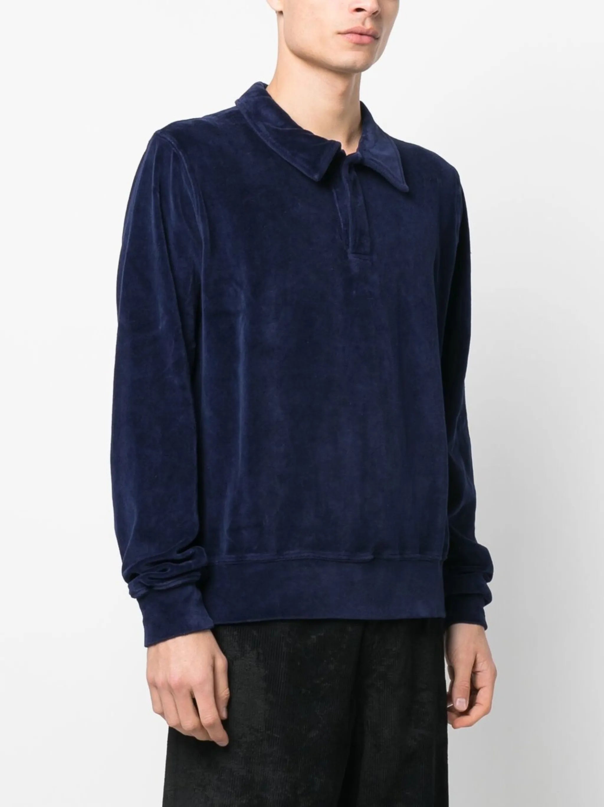 velvet-effect polo shirt