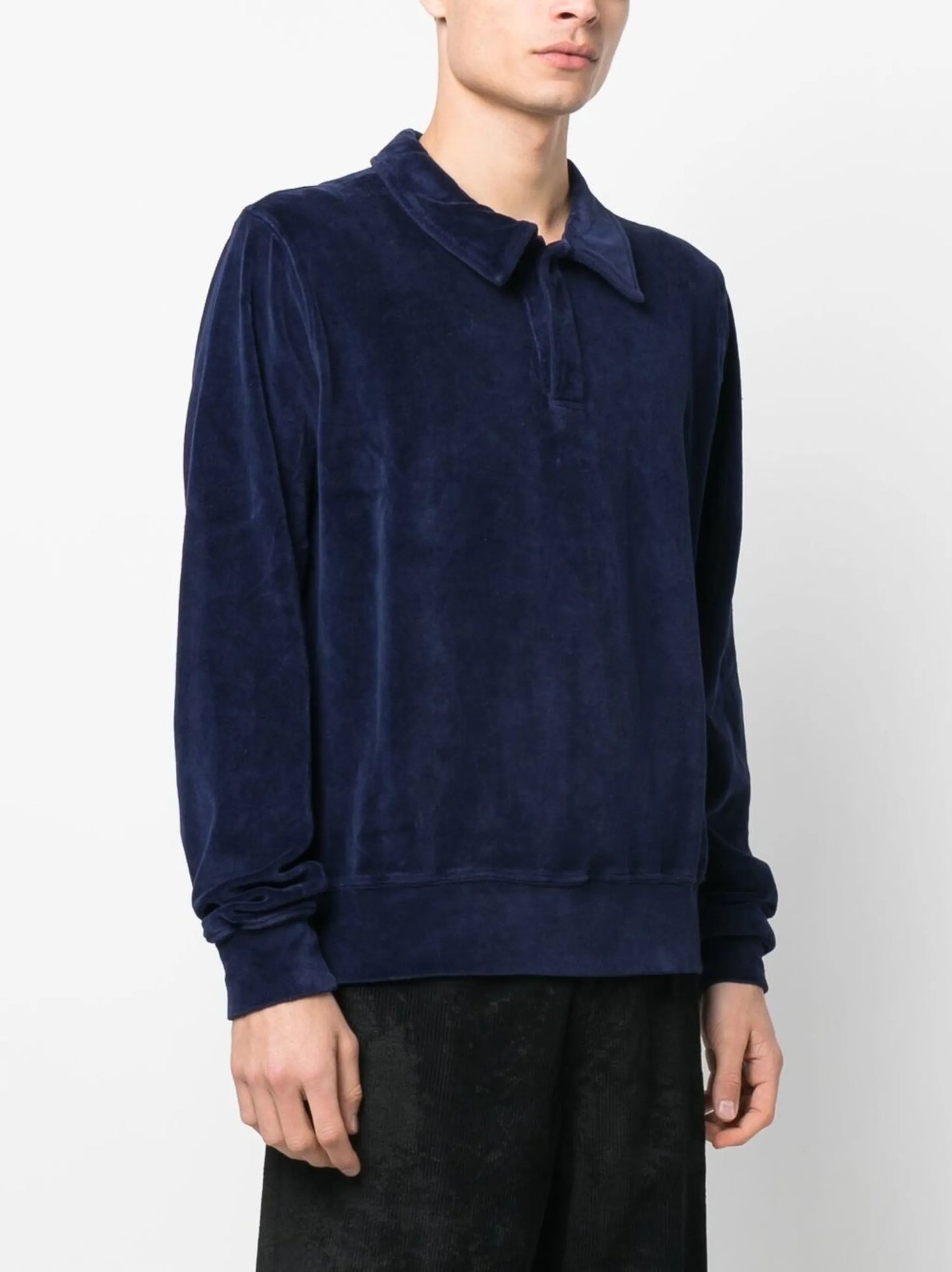 velvet-effect polo shirt