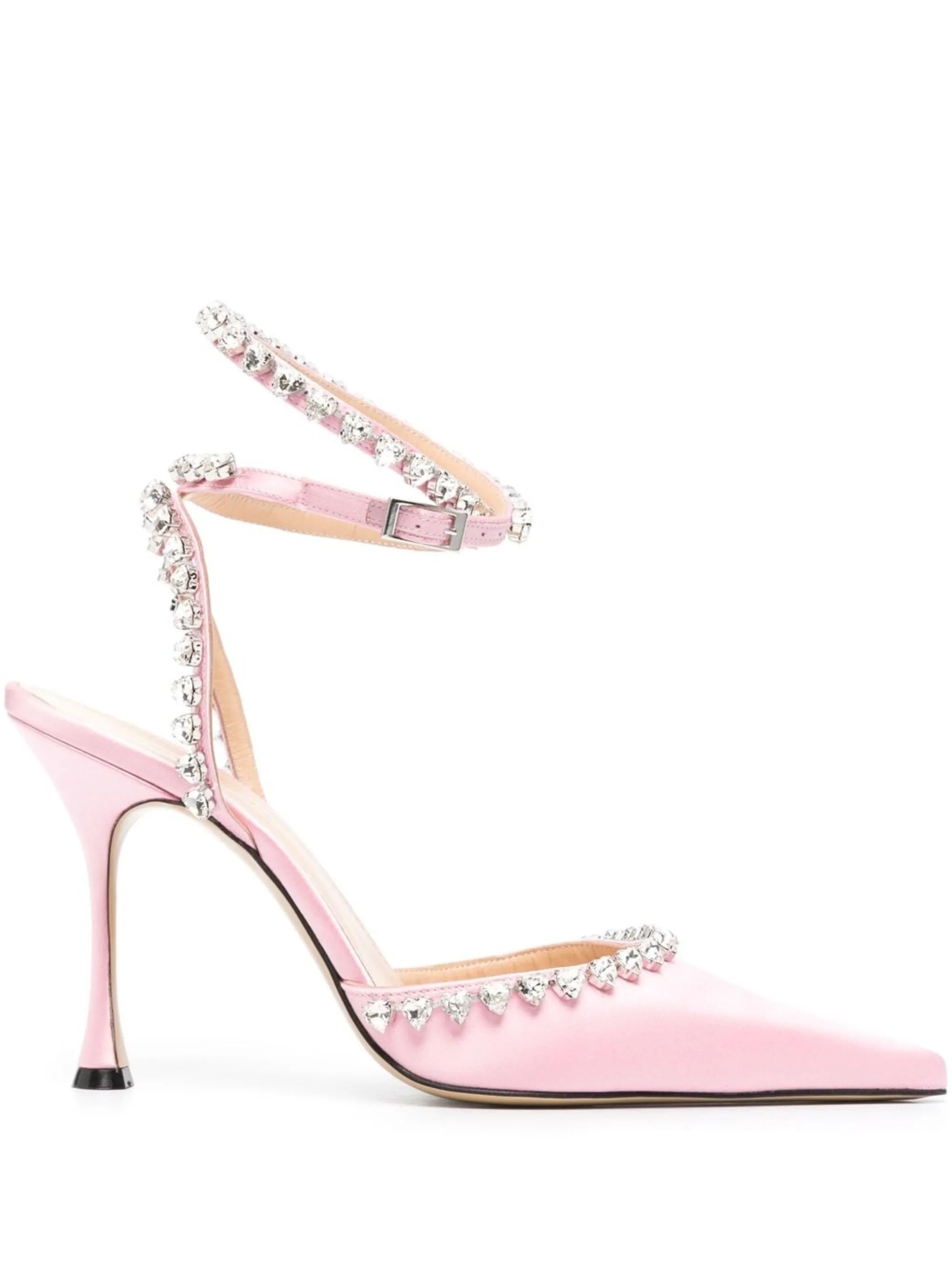 crystal detailing pointed-toe pump