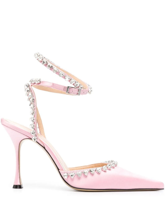 crystal detailing pointed-toe pump