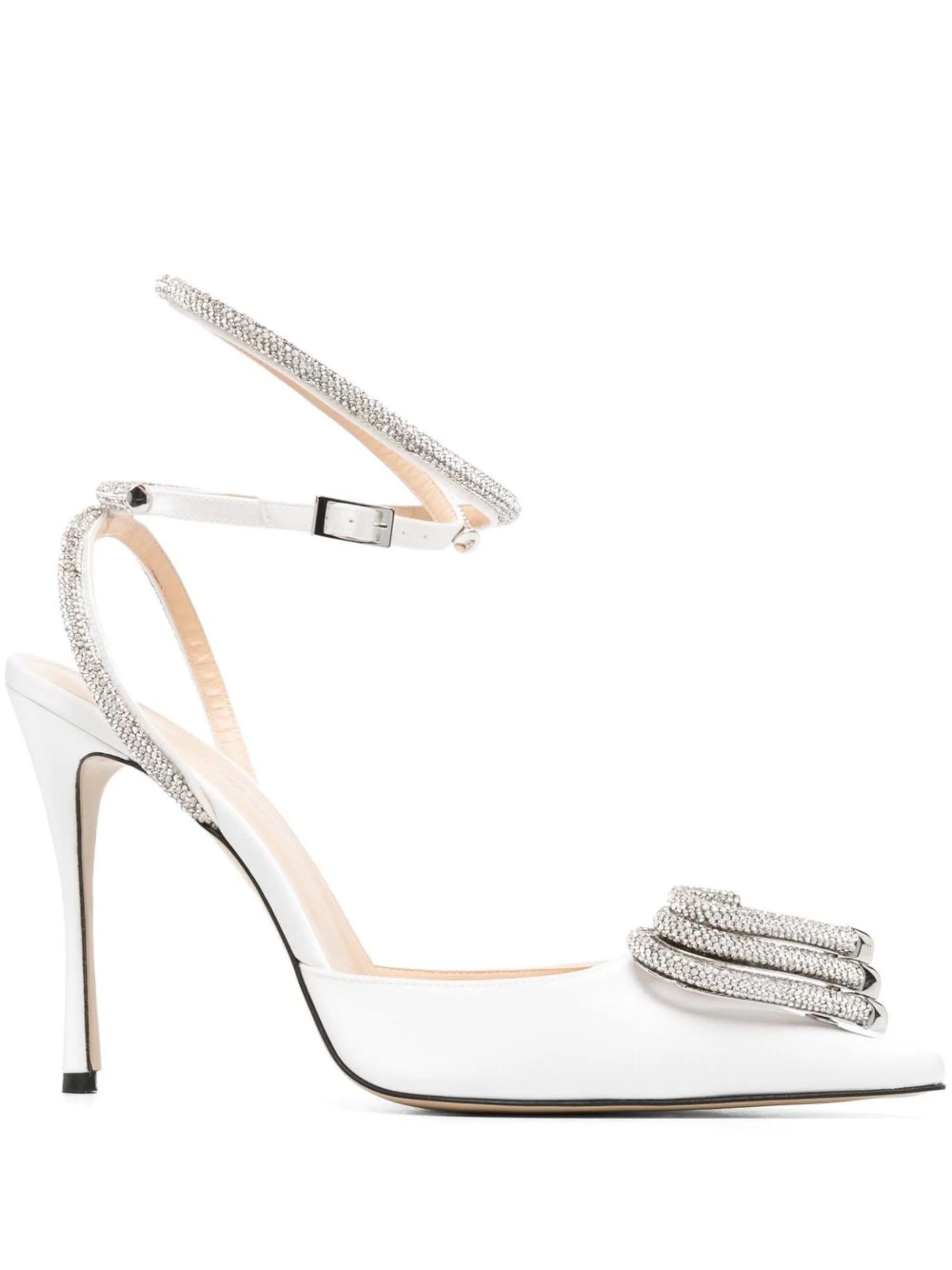 triple-heart satin pump
