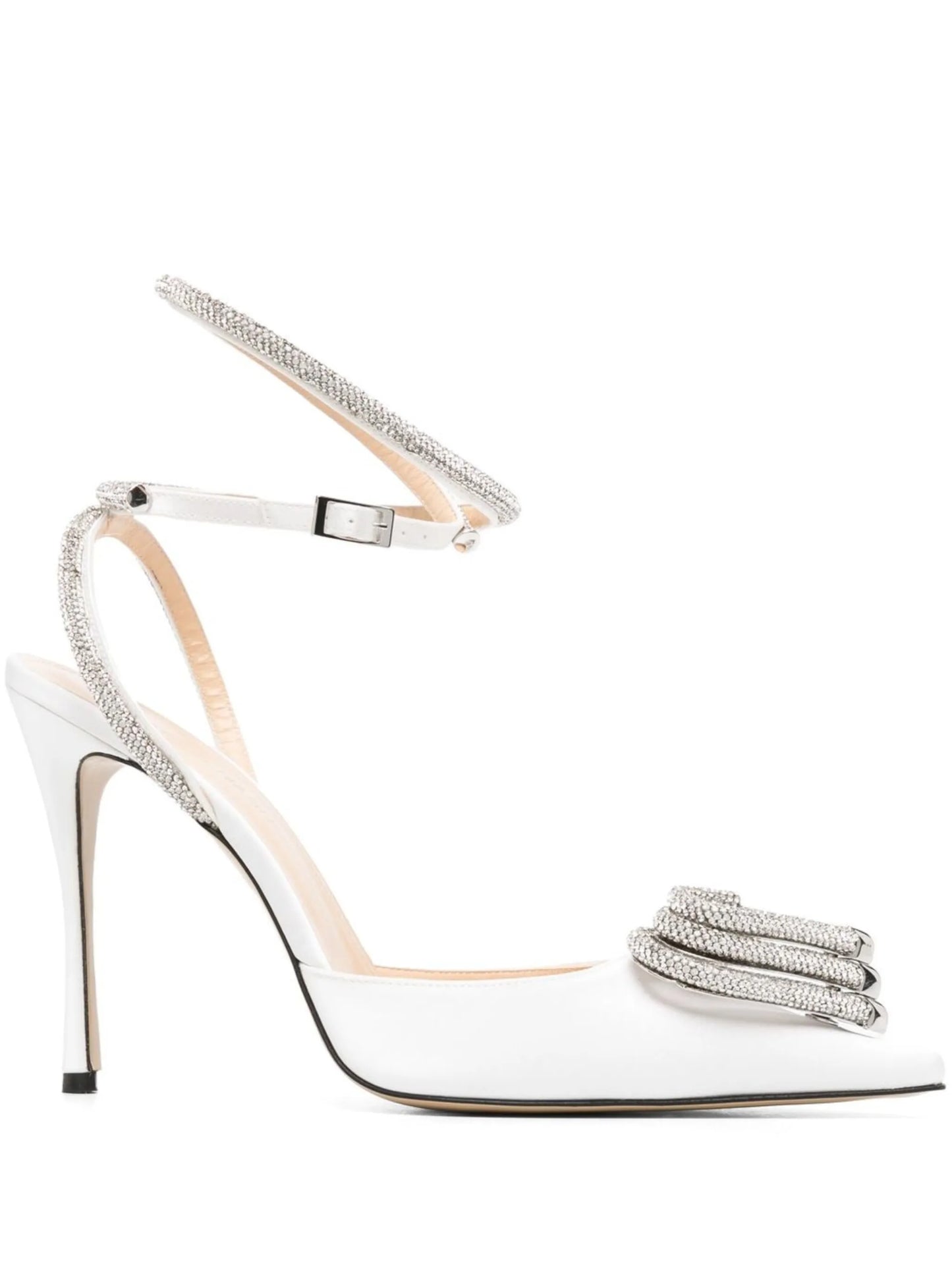 triple-heart satin pump