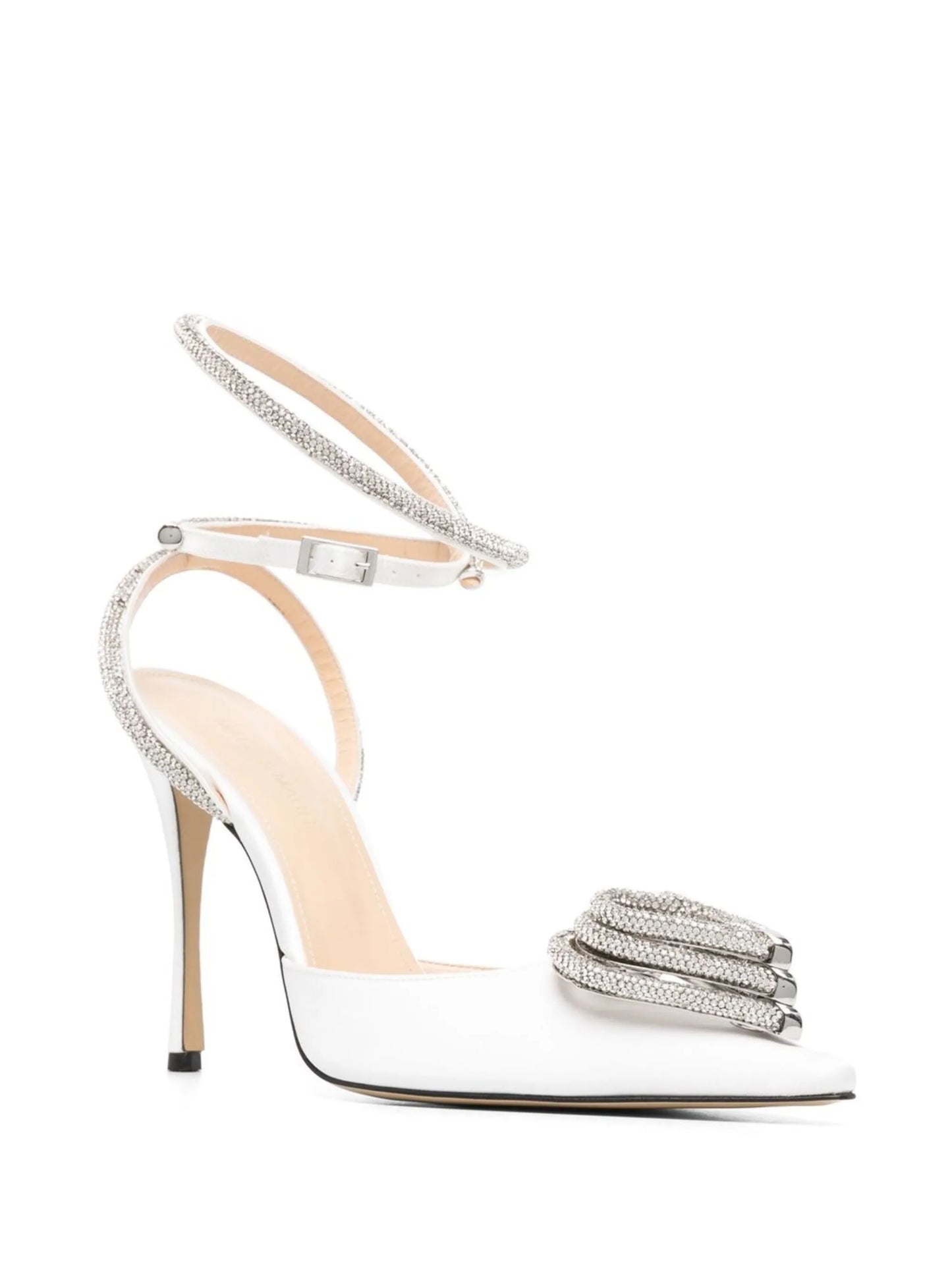 triple-heart satin pump