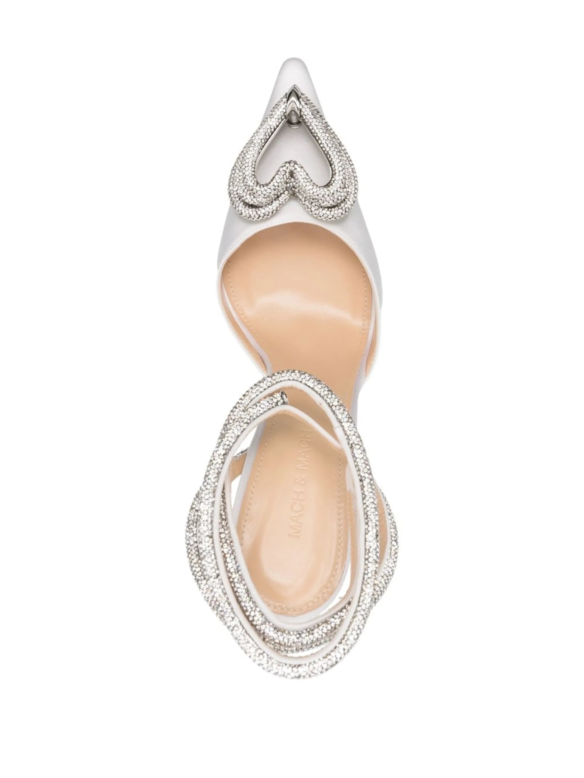triple-heart satin pump