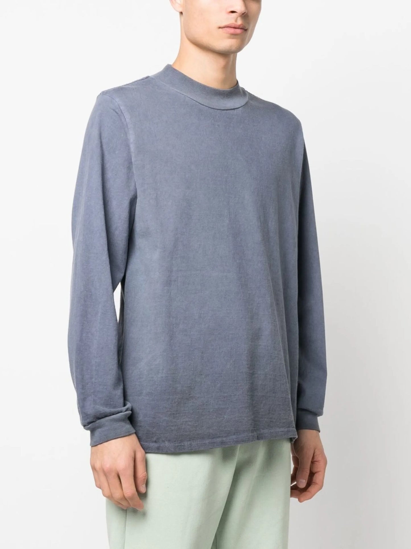 mock-neck long-sleeved T-shirt