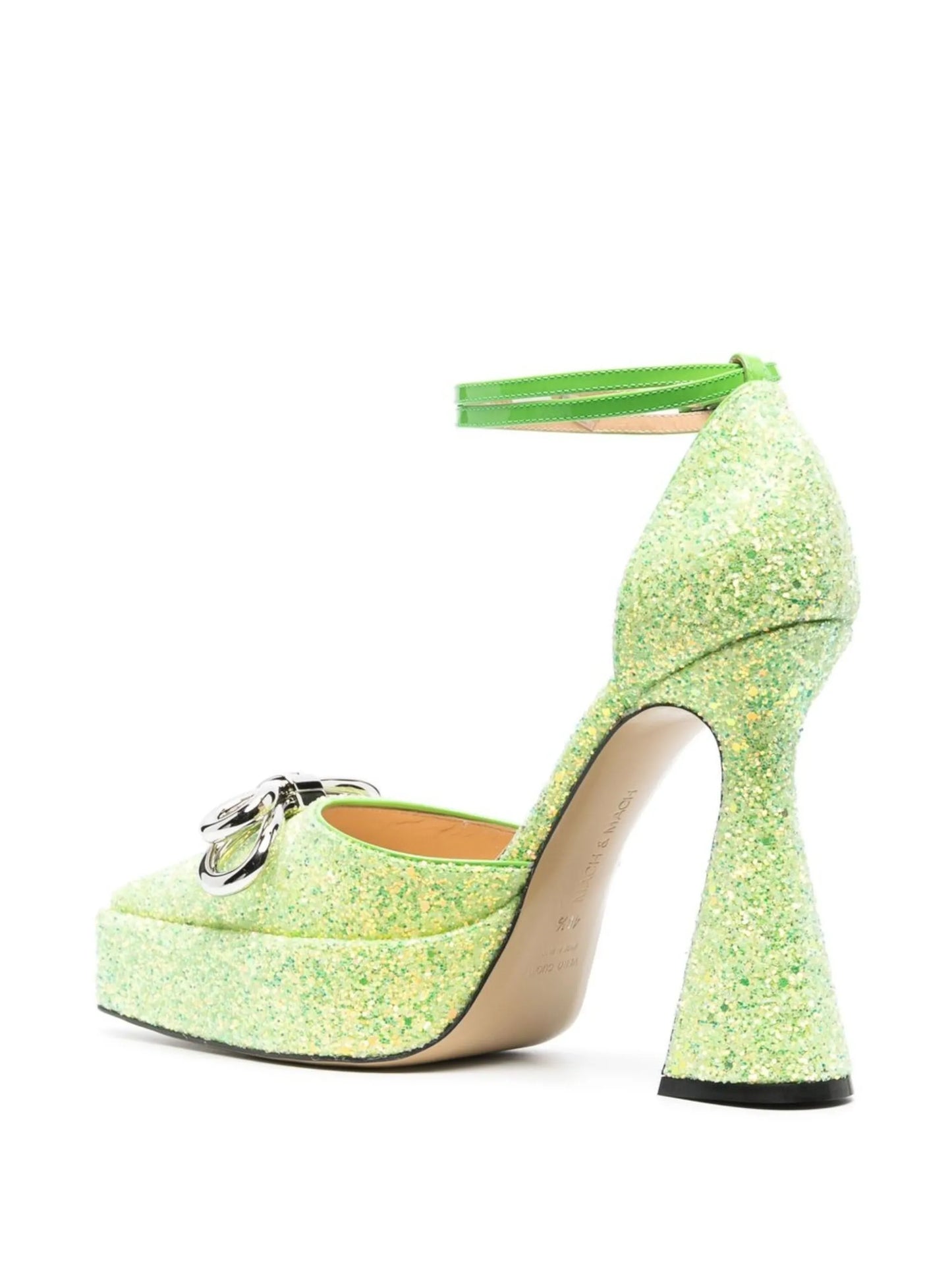 bow-detail glitter platform pumps