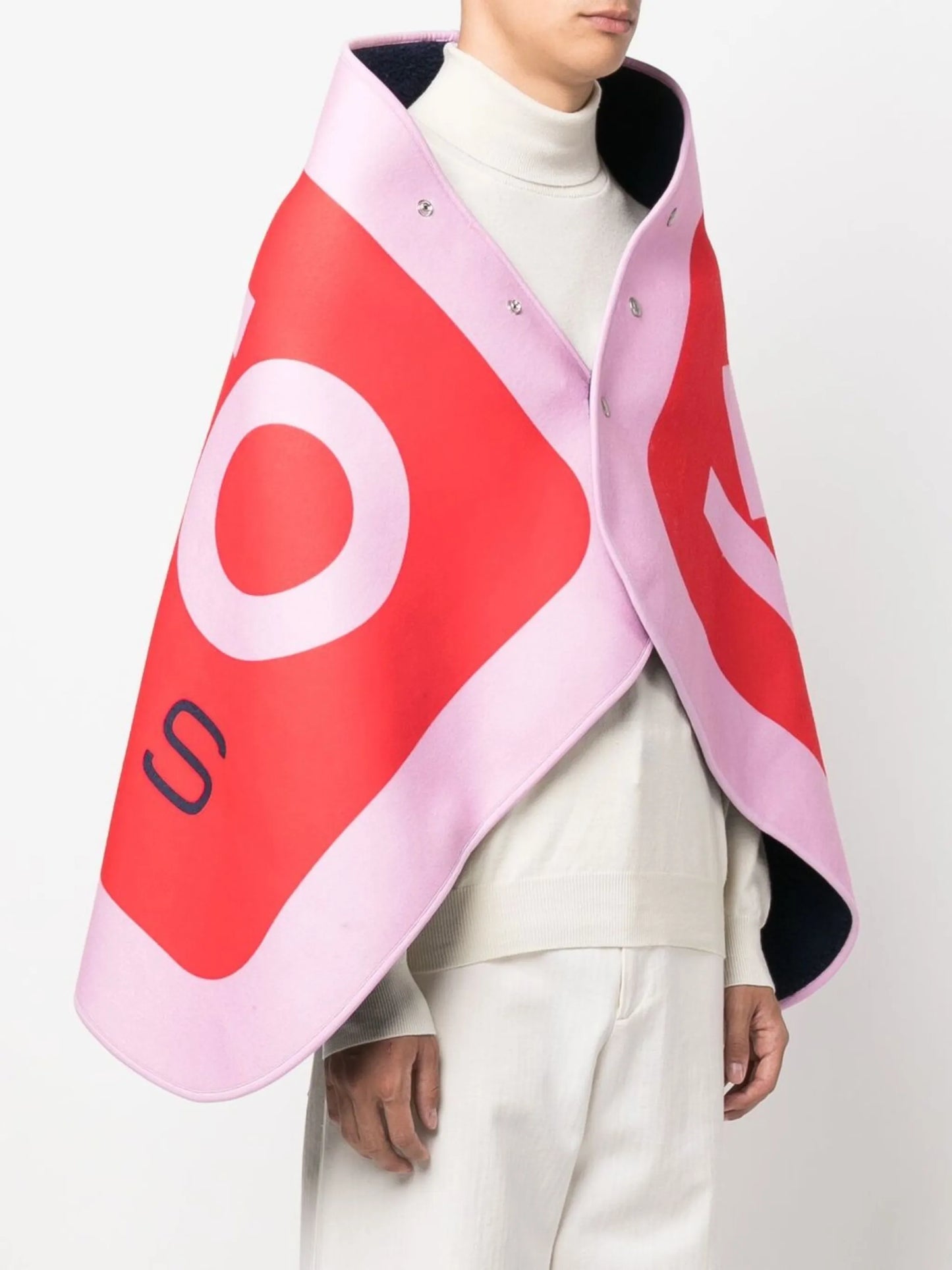 logo-print detail cape scarf