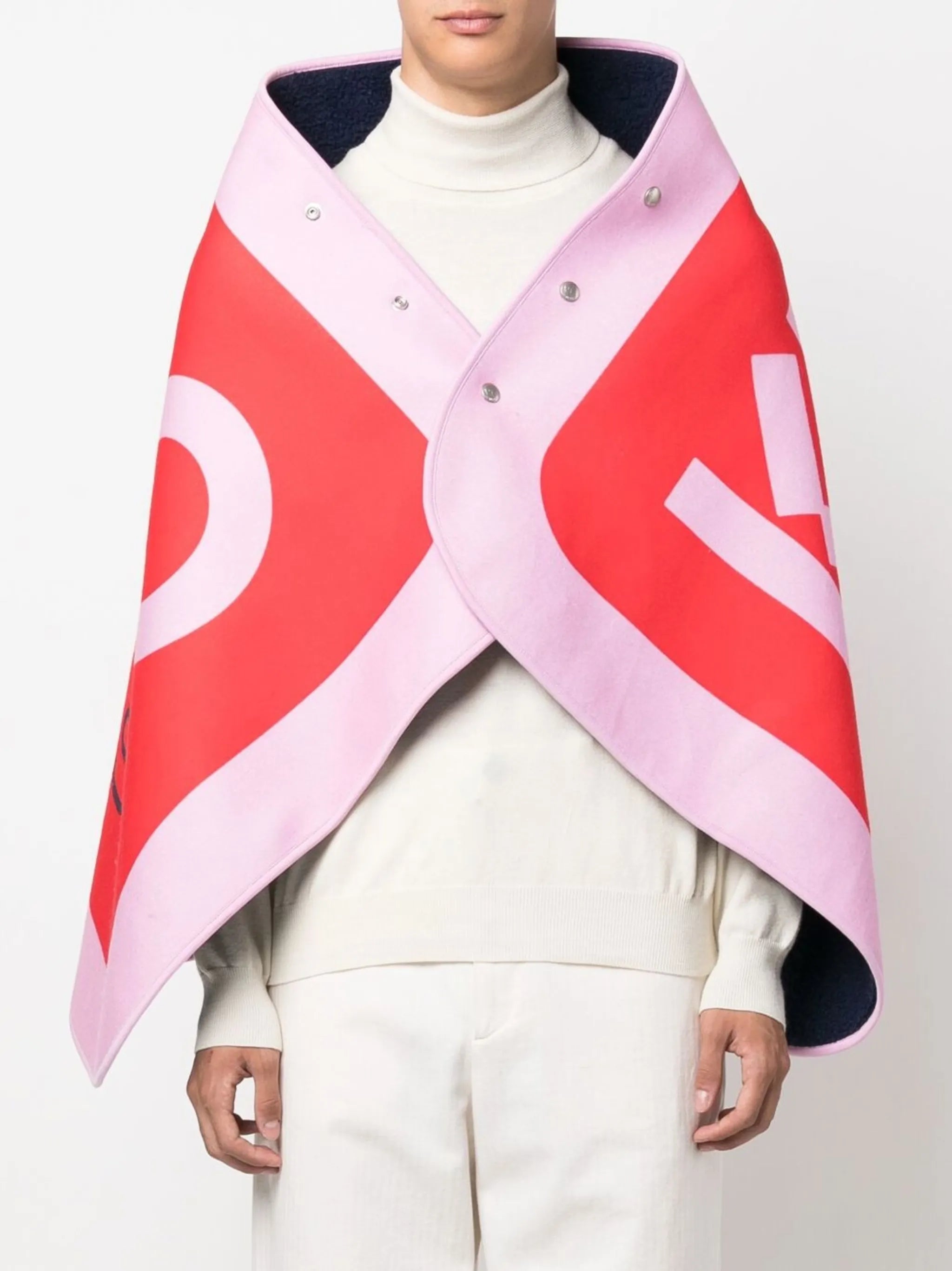 logo-print detail cape scarf