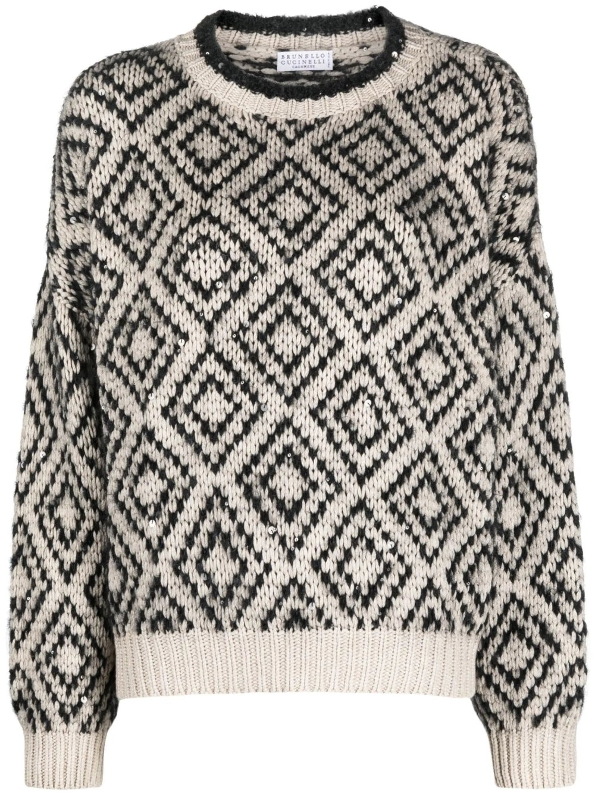 intarsia-knit long-sleeve jumper