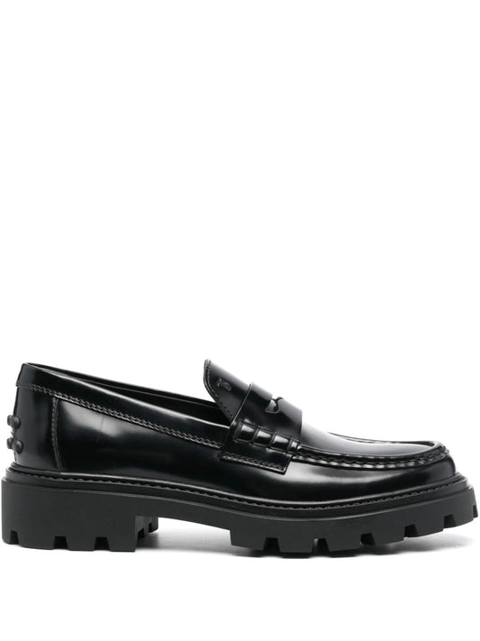 penny-slot leather loafers