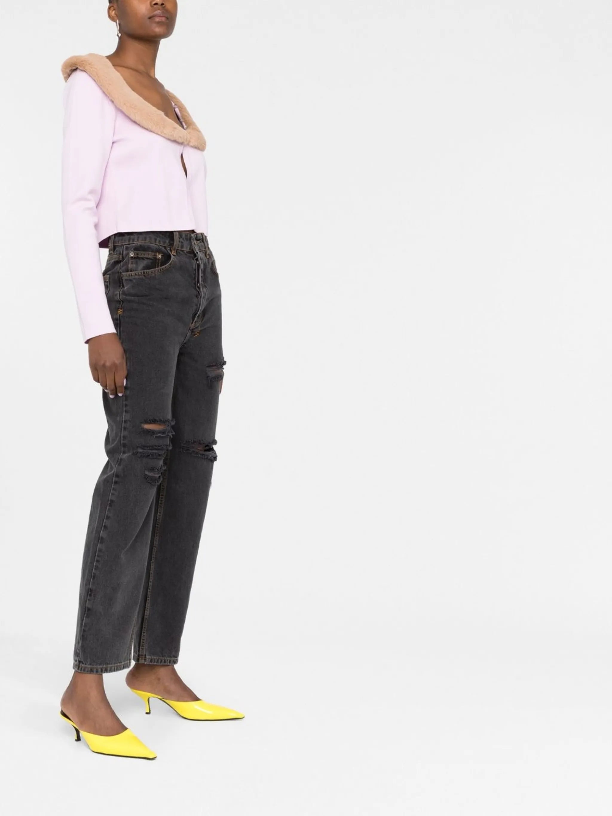 oversized-collar cropped cardigan