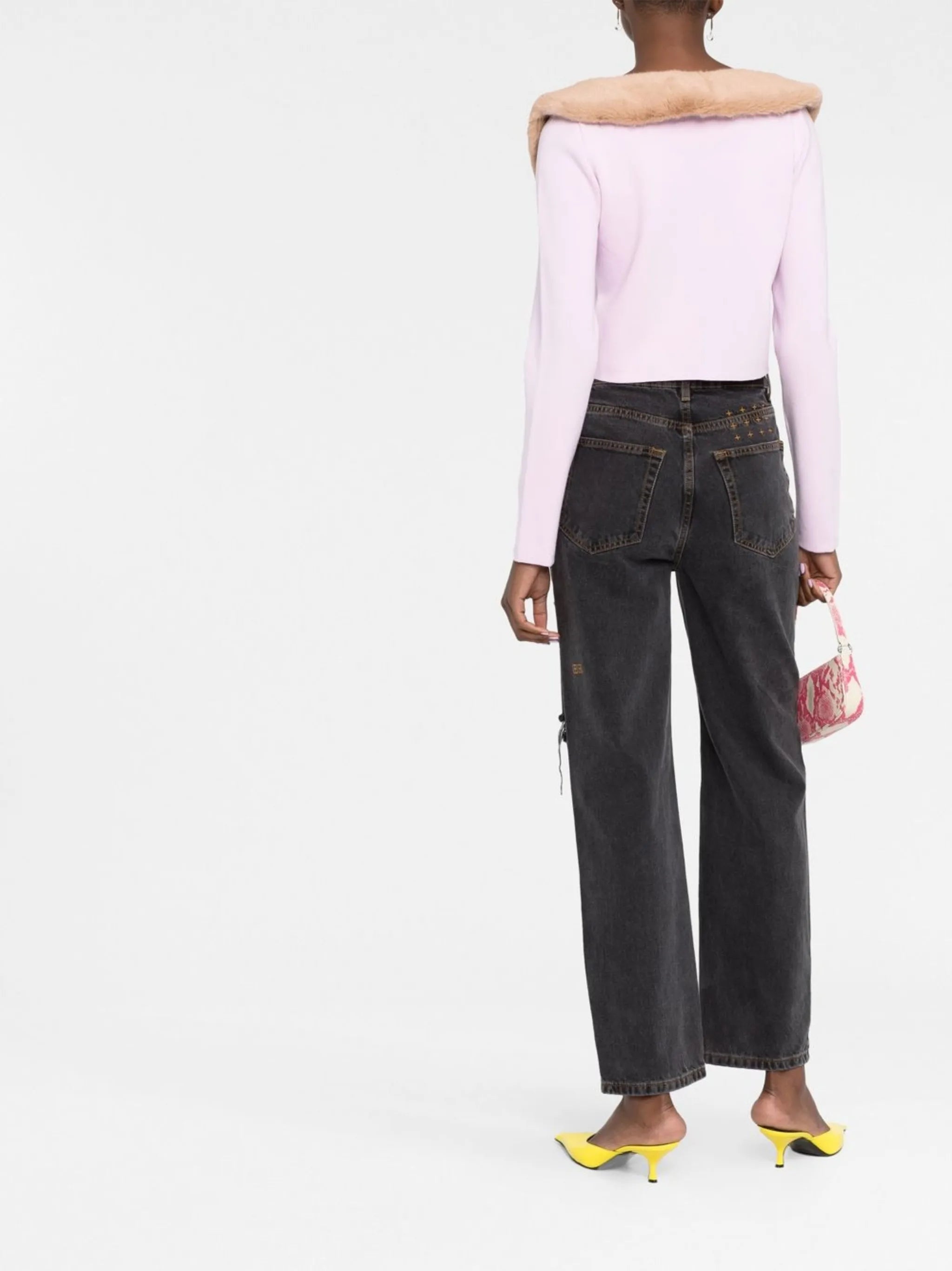 oversized-collar cropped cardigan