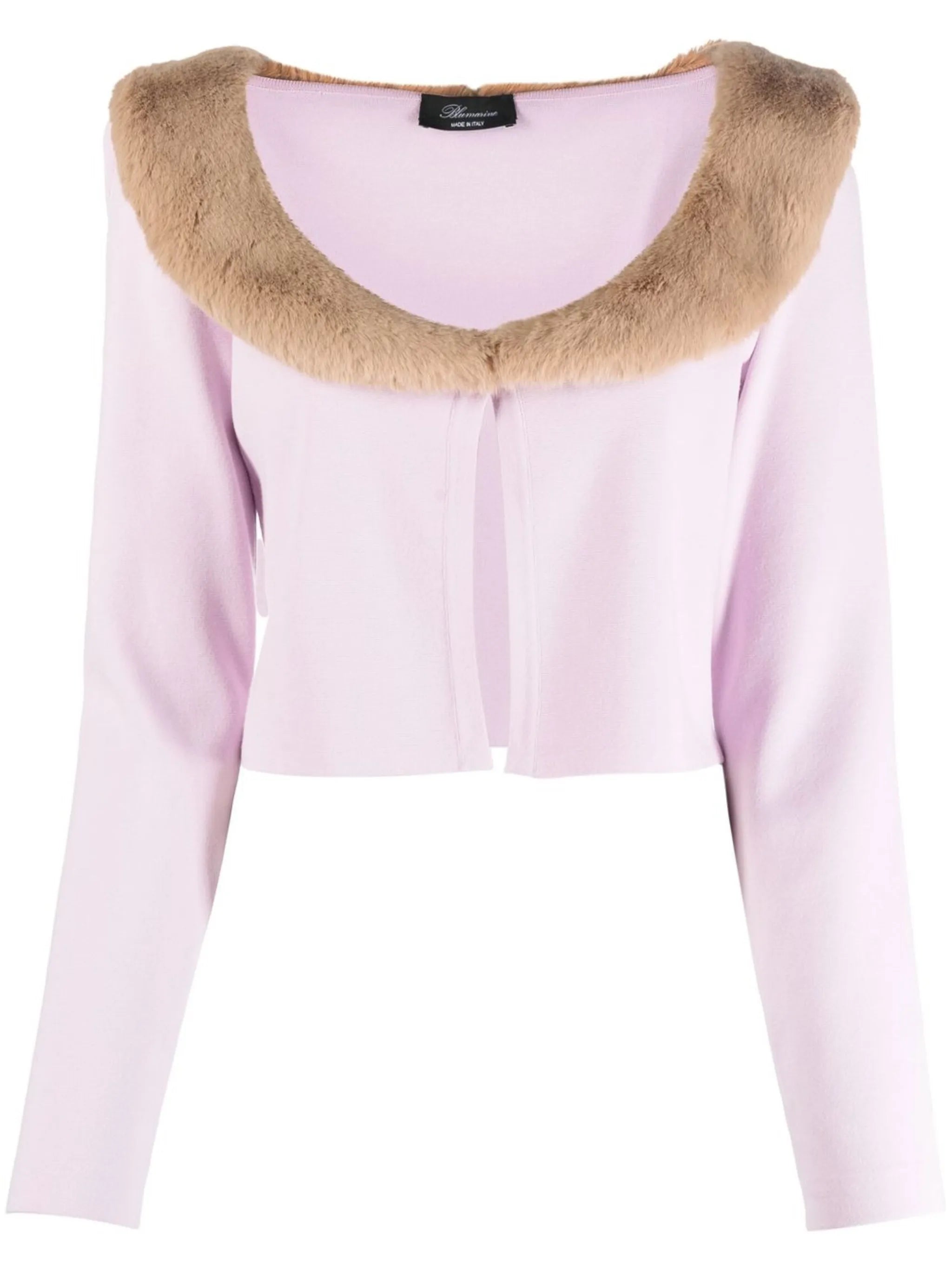 oversized-collar cropped cardigan