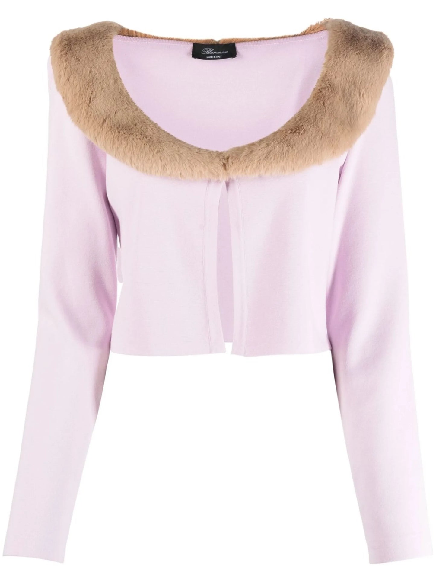 oversized-collar cropped cardigan