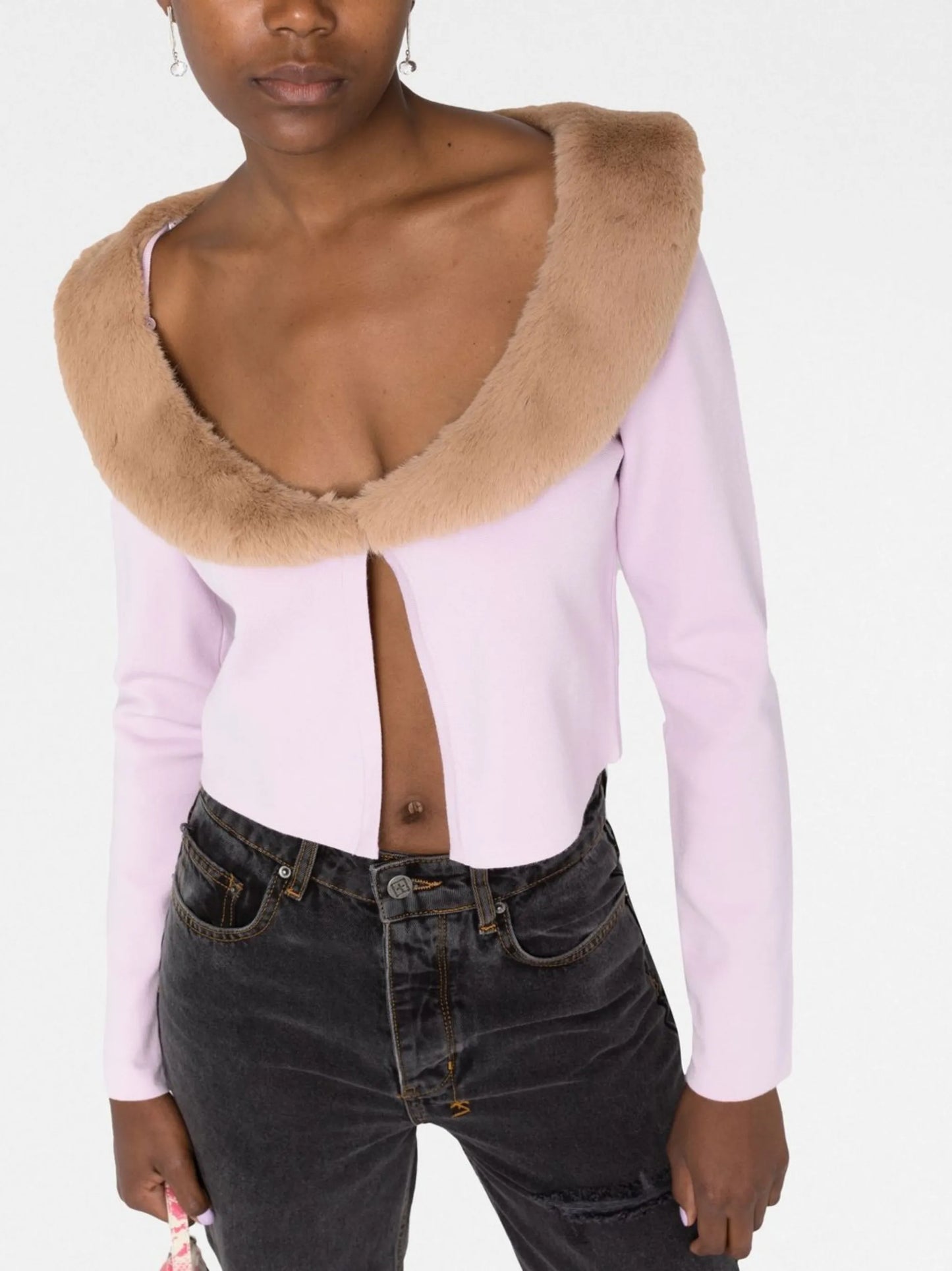 oversized-collar cropped cardigan