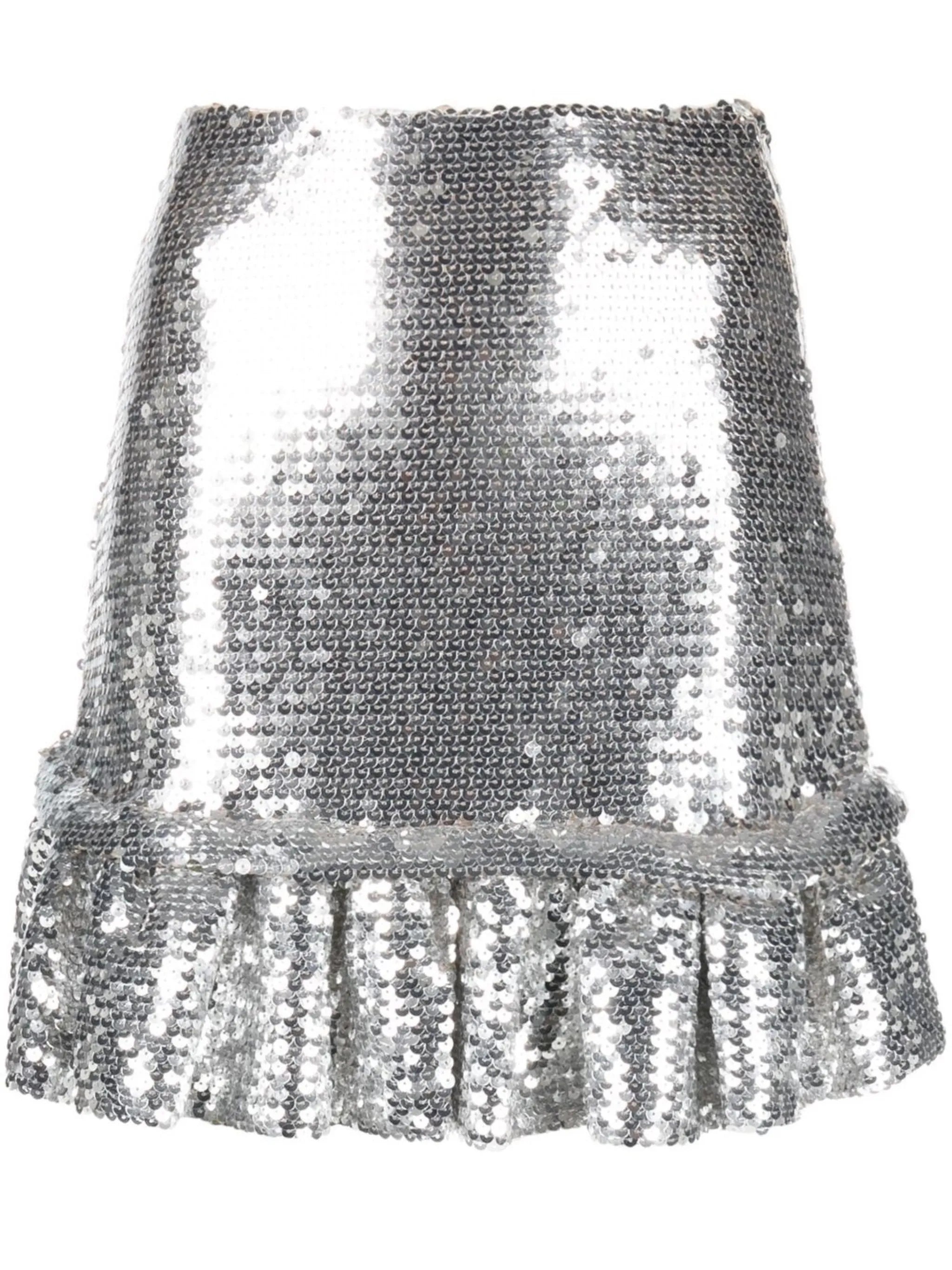 sequinned pleated mini skirt