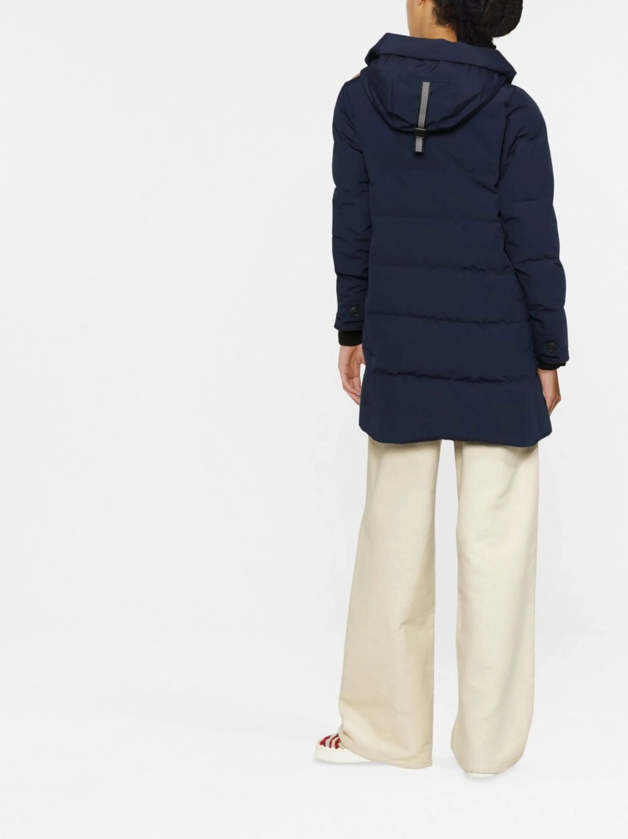 logo-patch sleeve padded coat