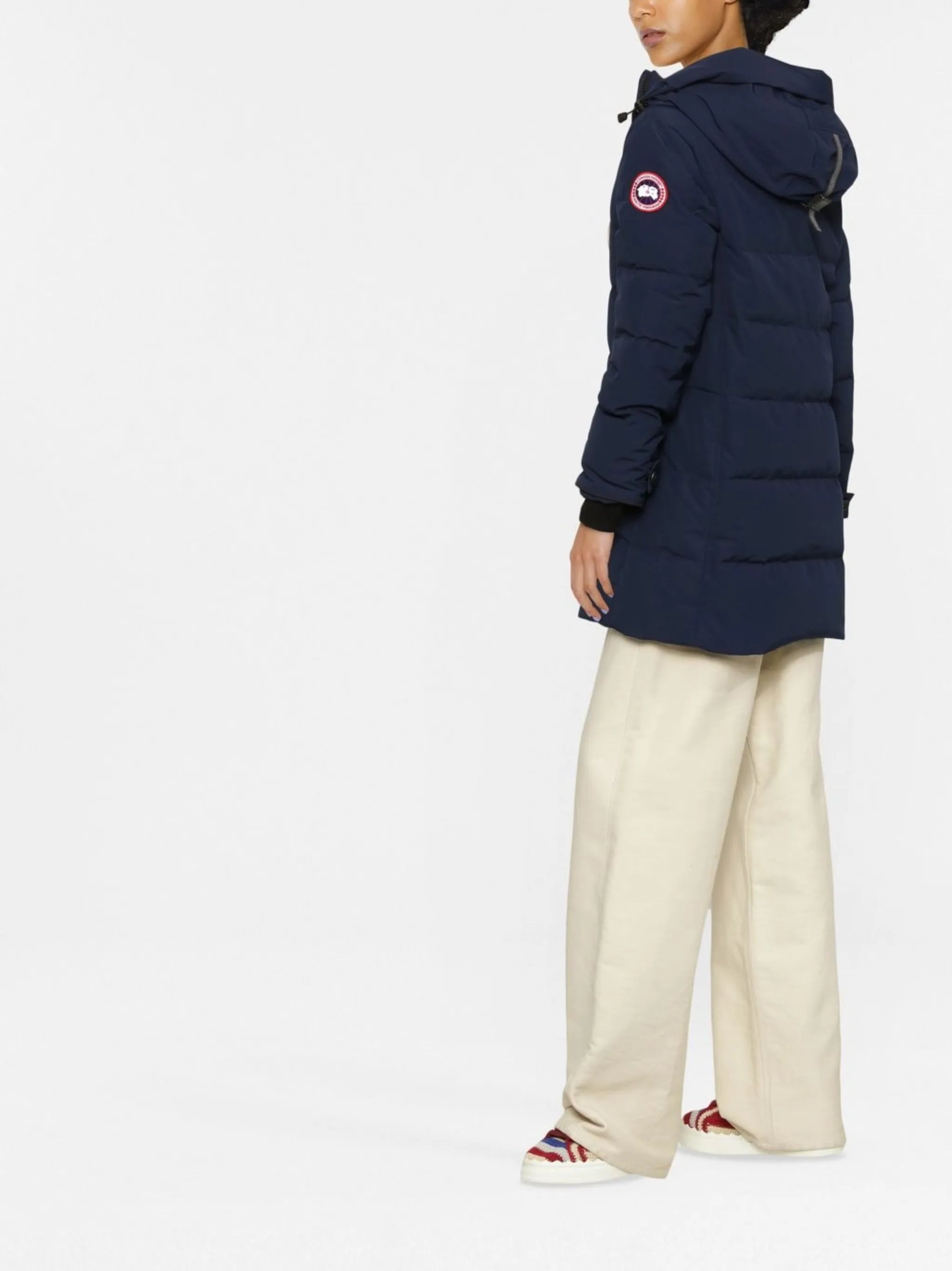 logo-patch sleeve padded coat