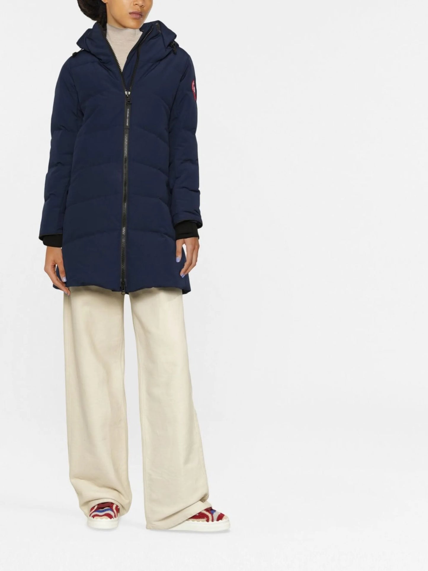 logo-patch sleeve padded coat