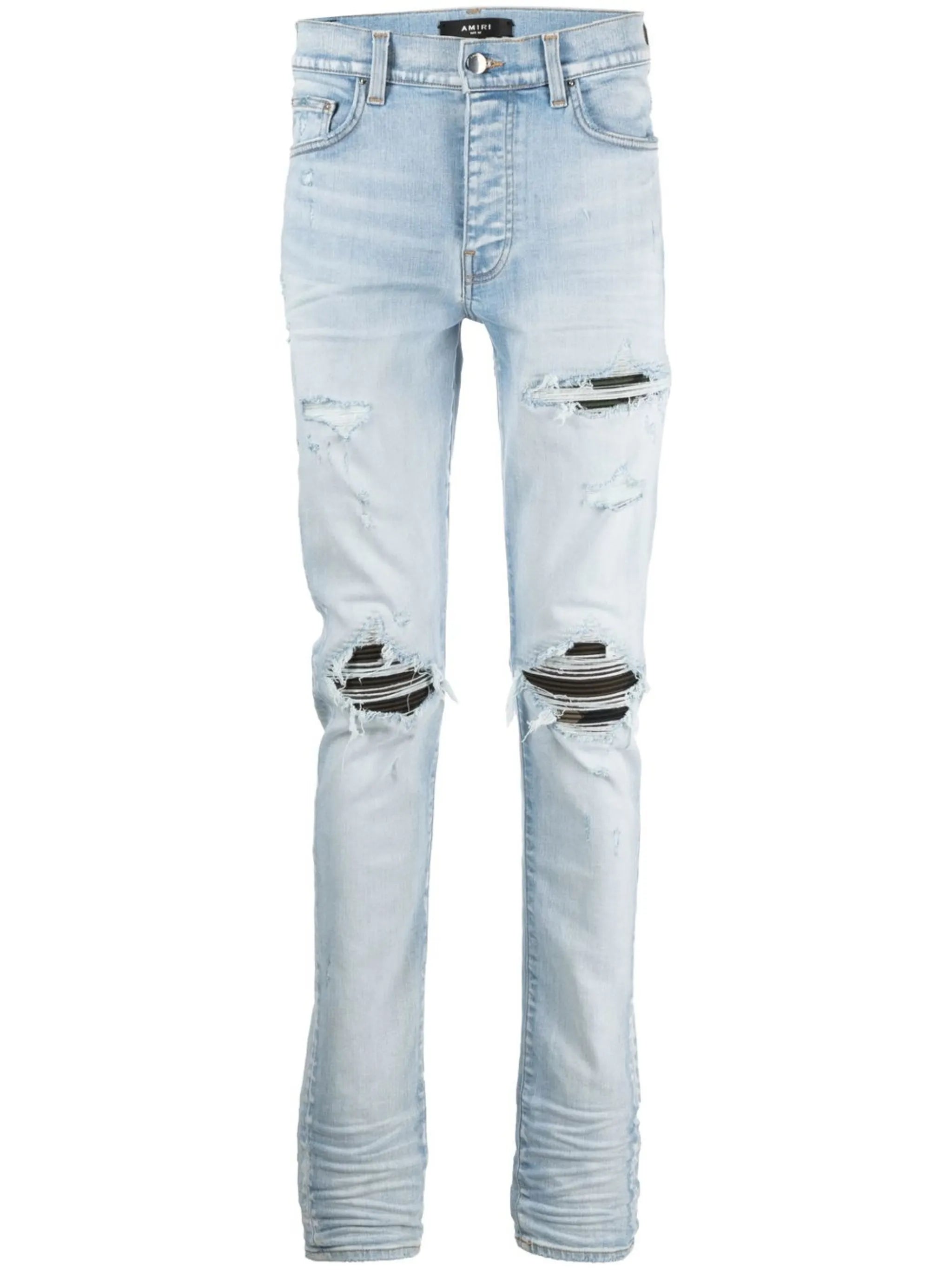 distressed slim-fit jeans