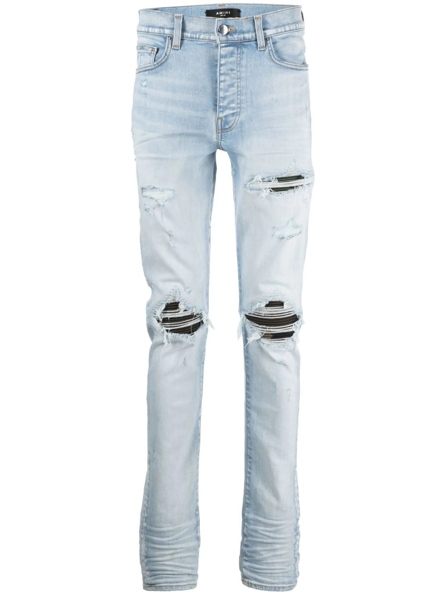 distressed slim-fit jeans