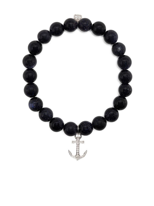 14kt white gold goldstone beaded bracelet