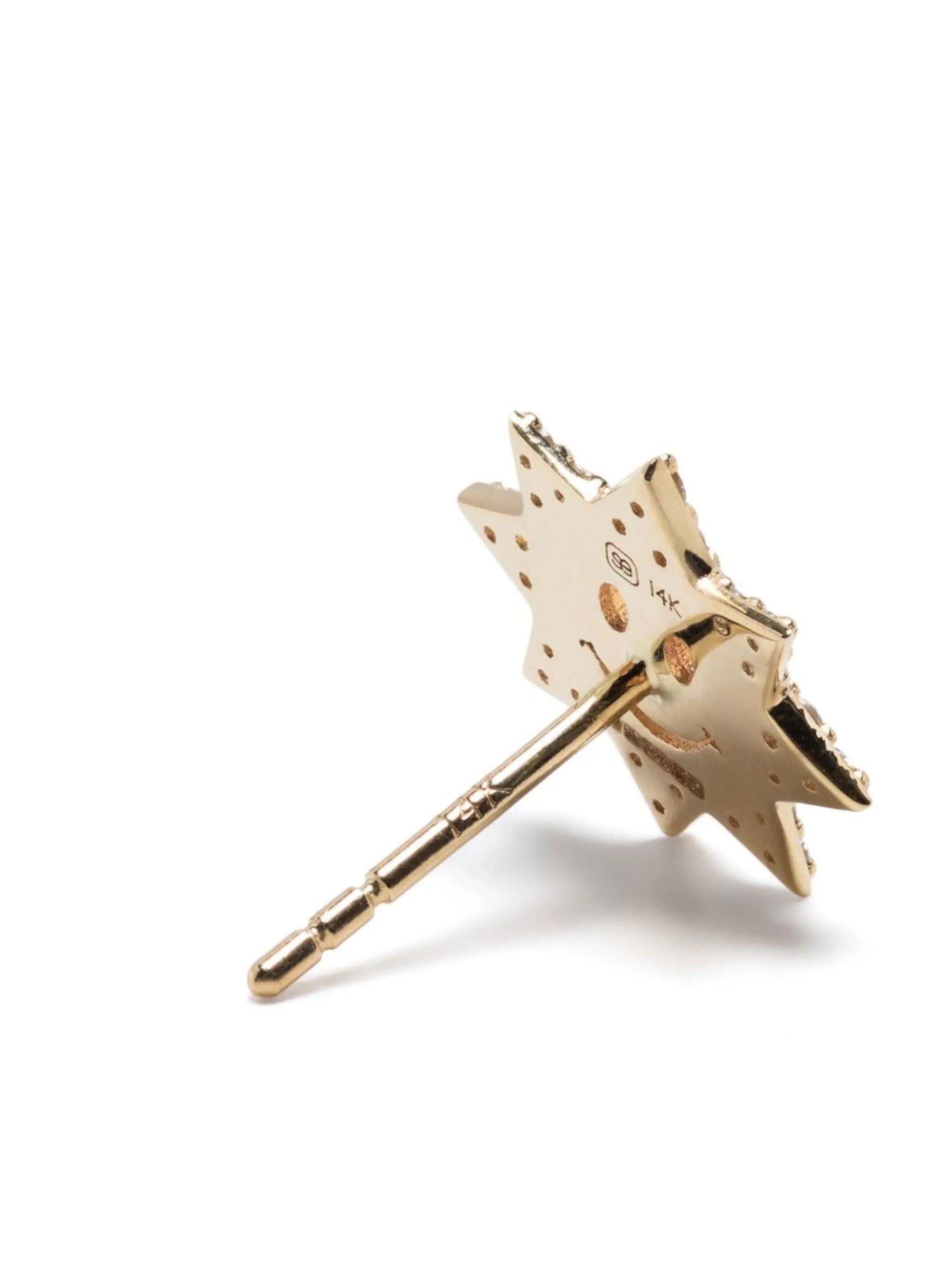 14kt yellow gold diamond Happy Face earring