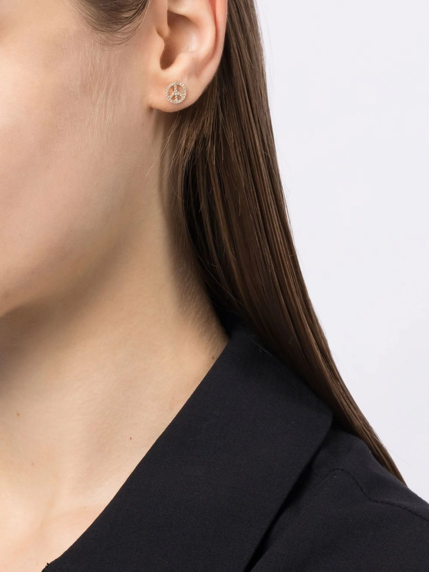 14kt yellow gold diamond Peace stud earring