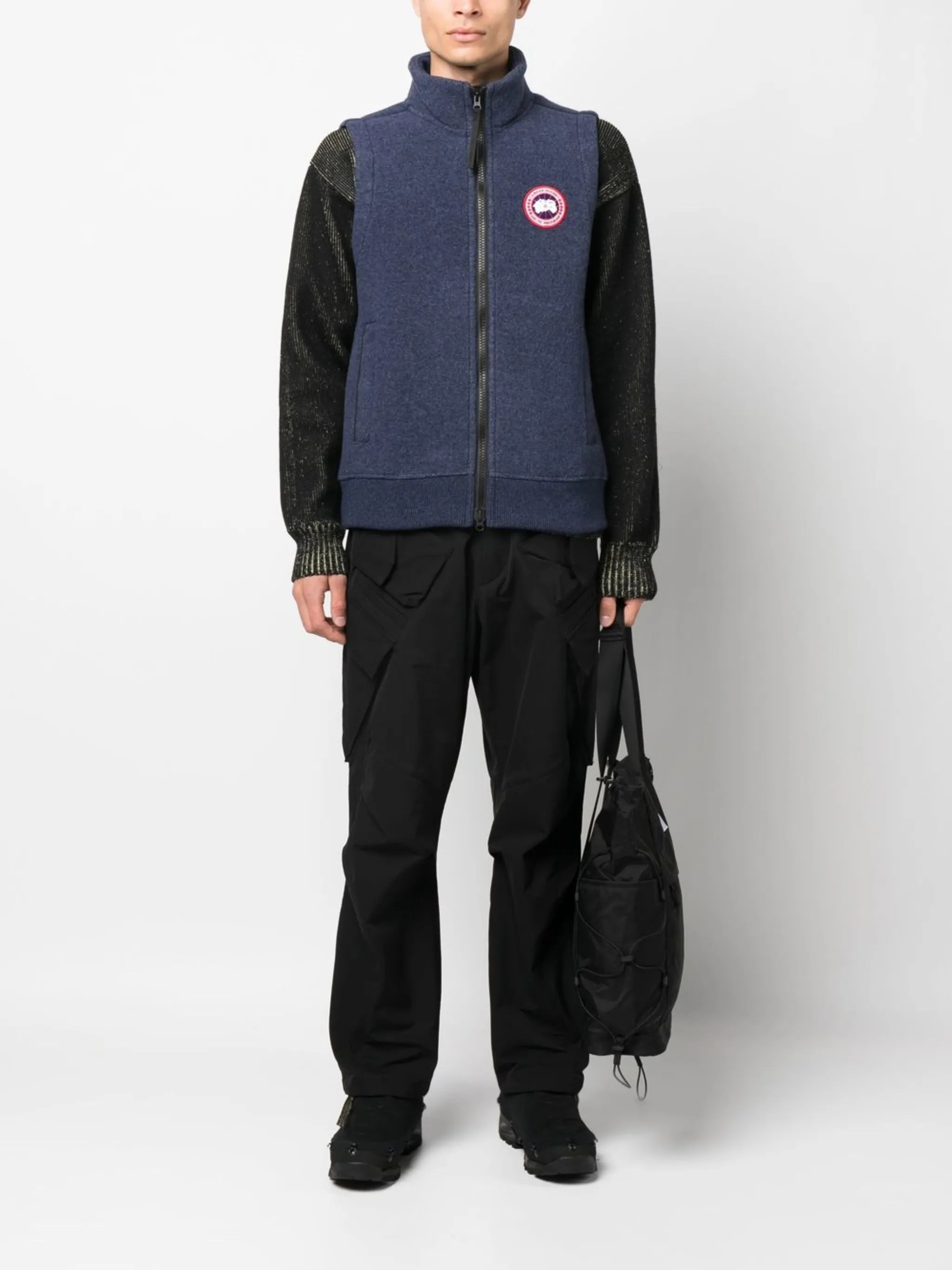 logo patch knitted gilet