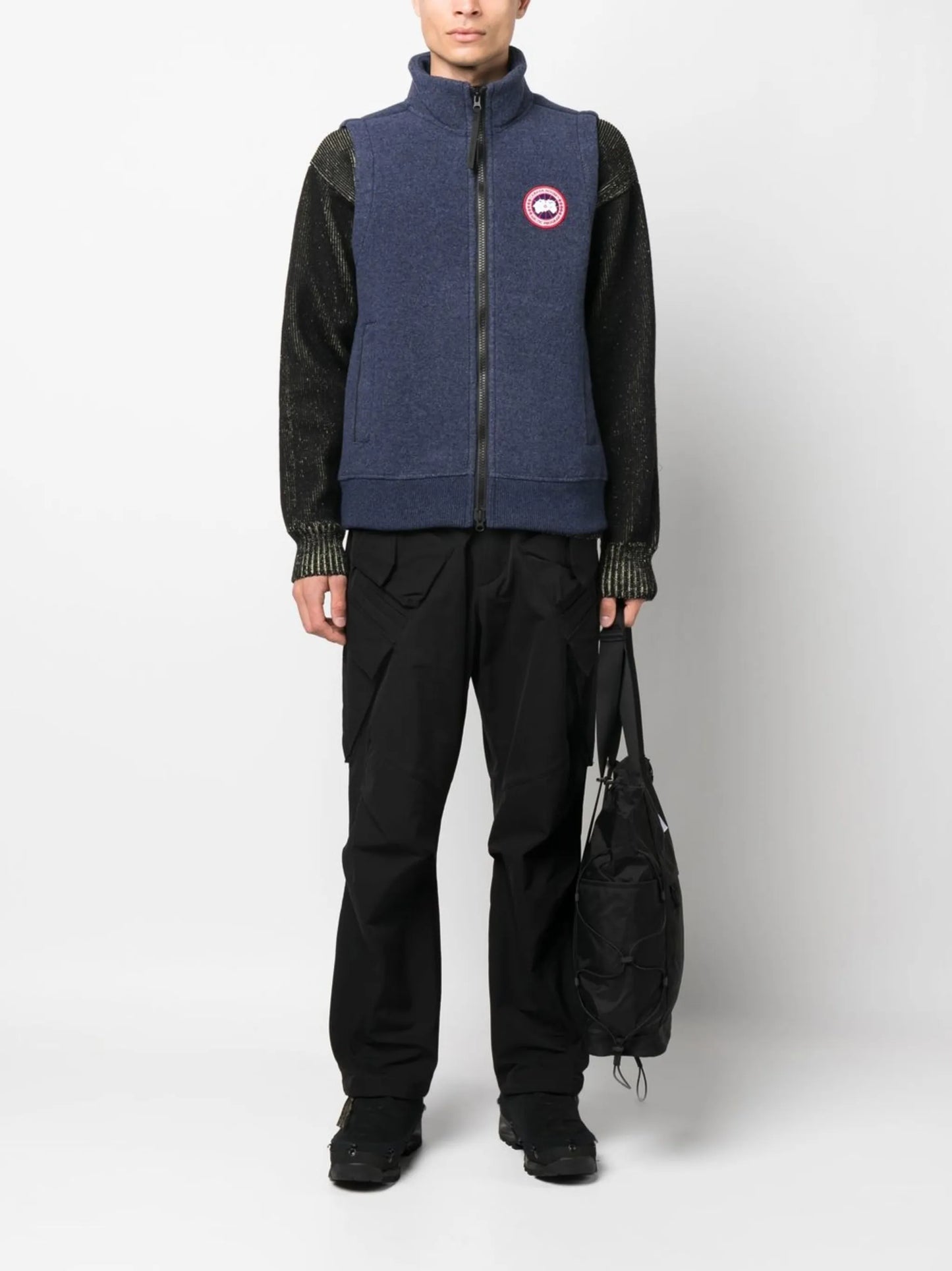 logo patch knitted gilet
