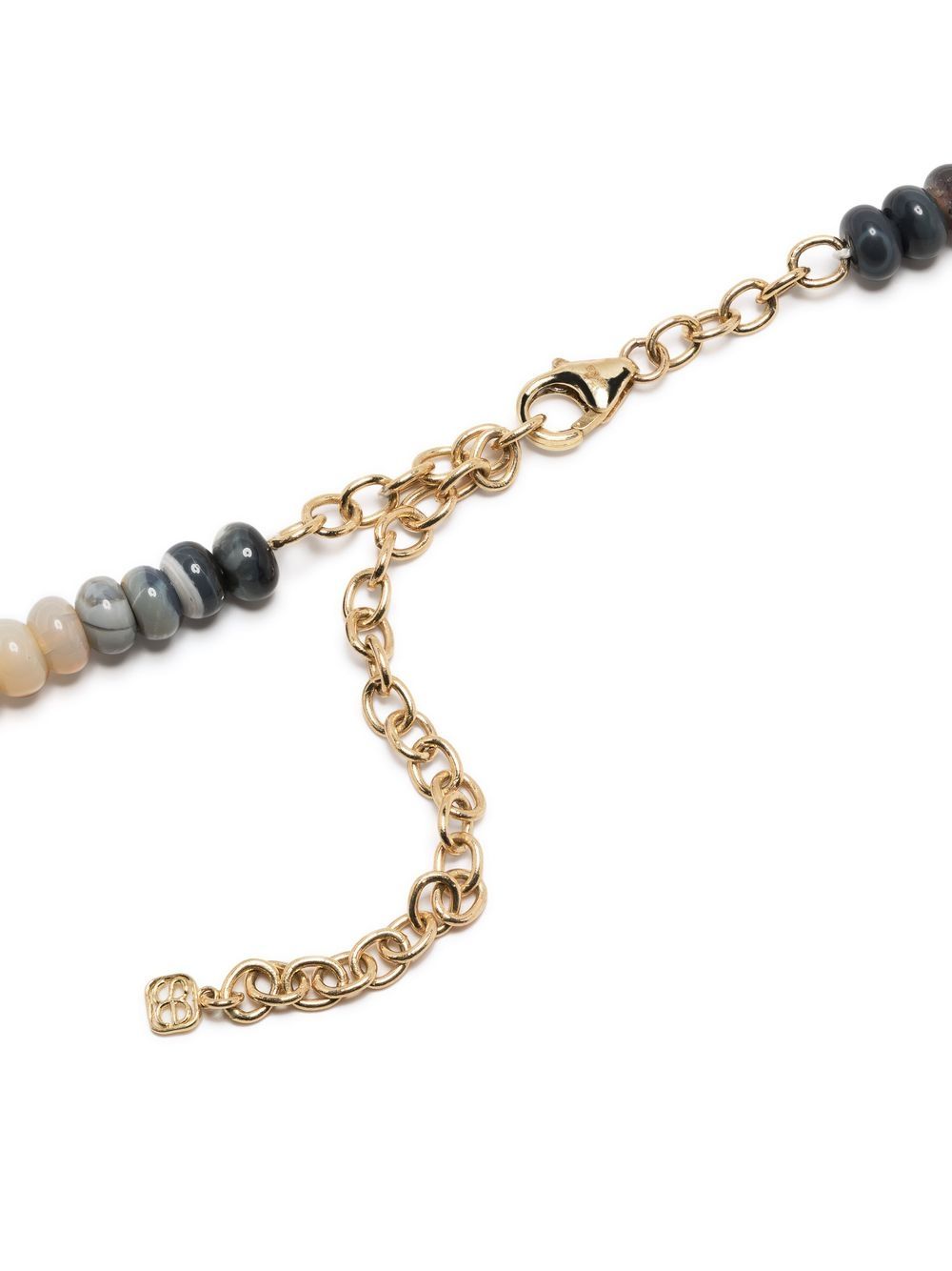 14kt yellow gold diamond and opal beaded necklace