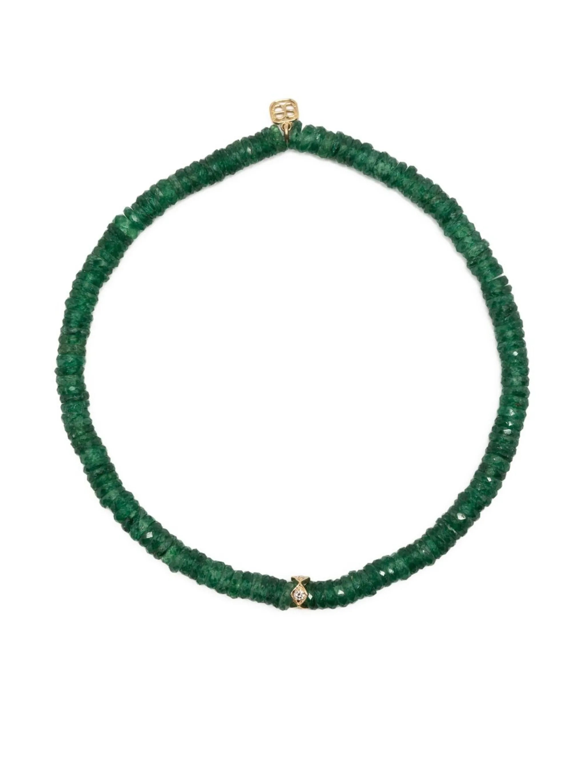 14kt yellow gold aventurine beaded bracelet