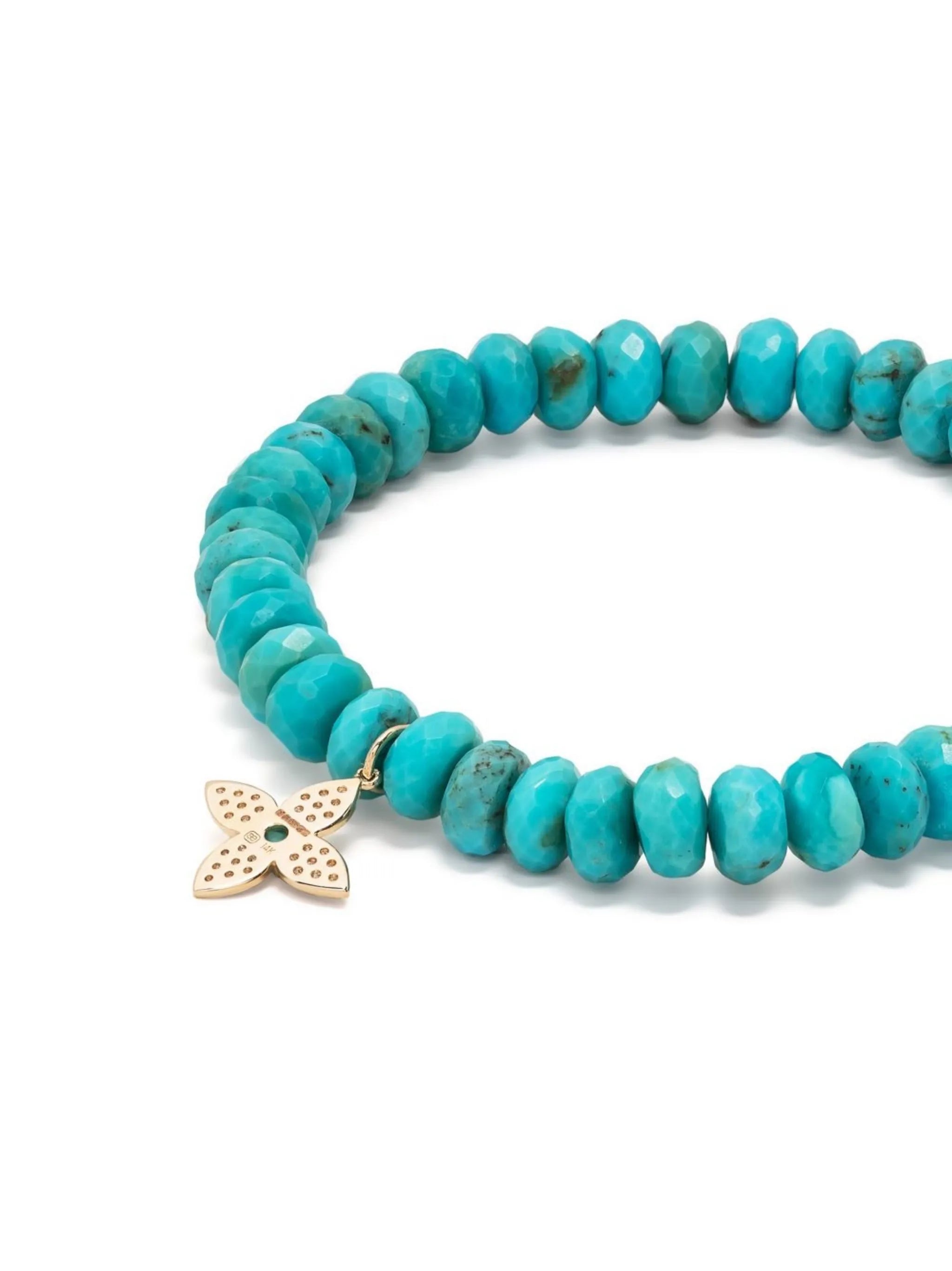 14kt yellow gold turquoise beaded bracelet