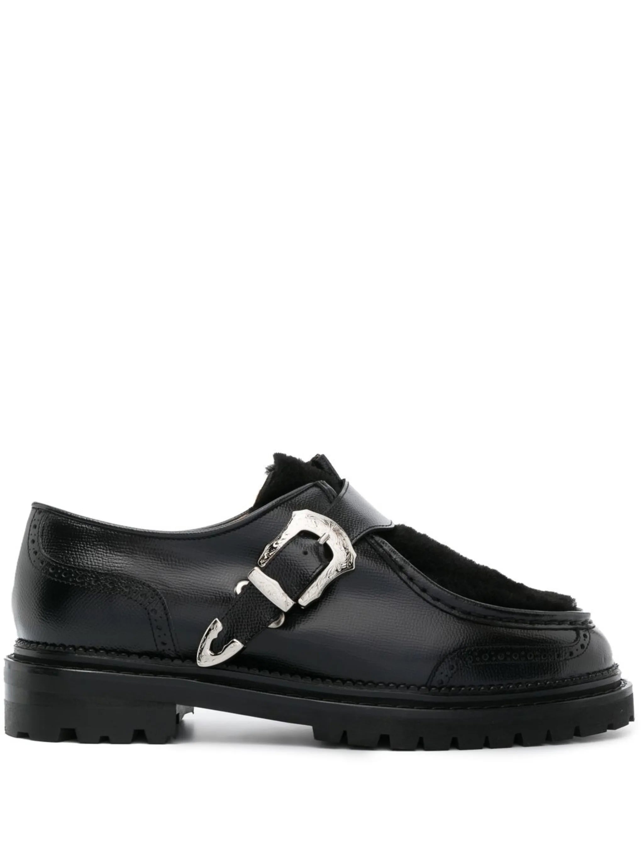 side buckle-fastening monk shoes