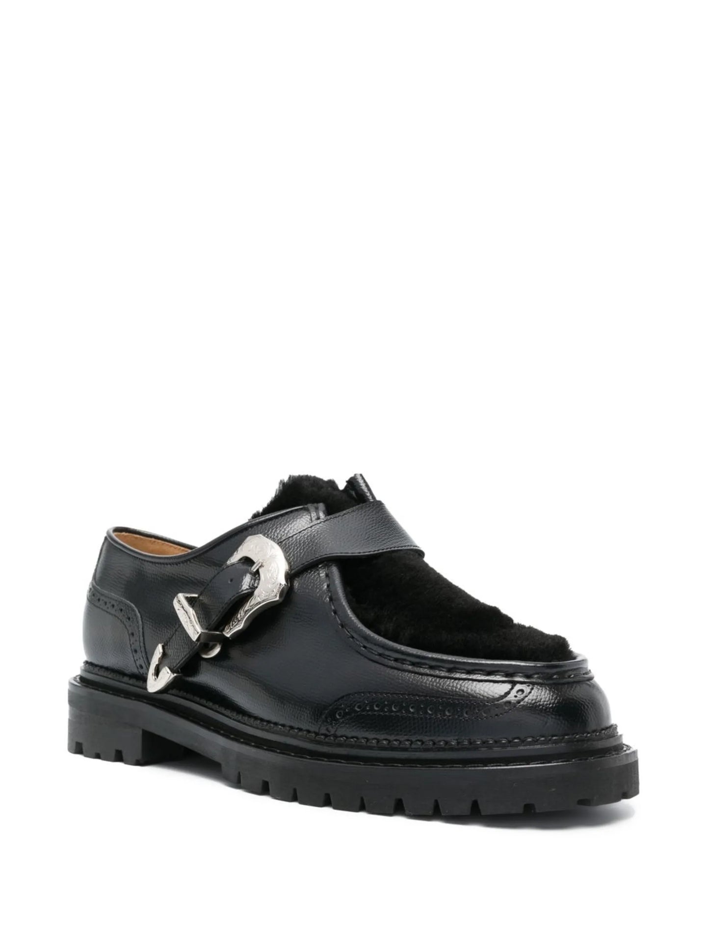 side buckle-fastening monk shoes