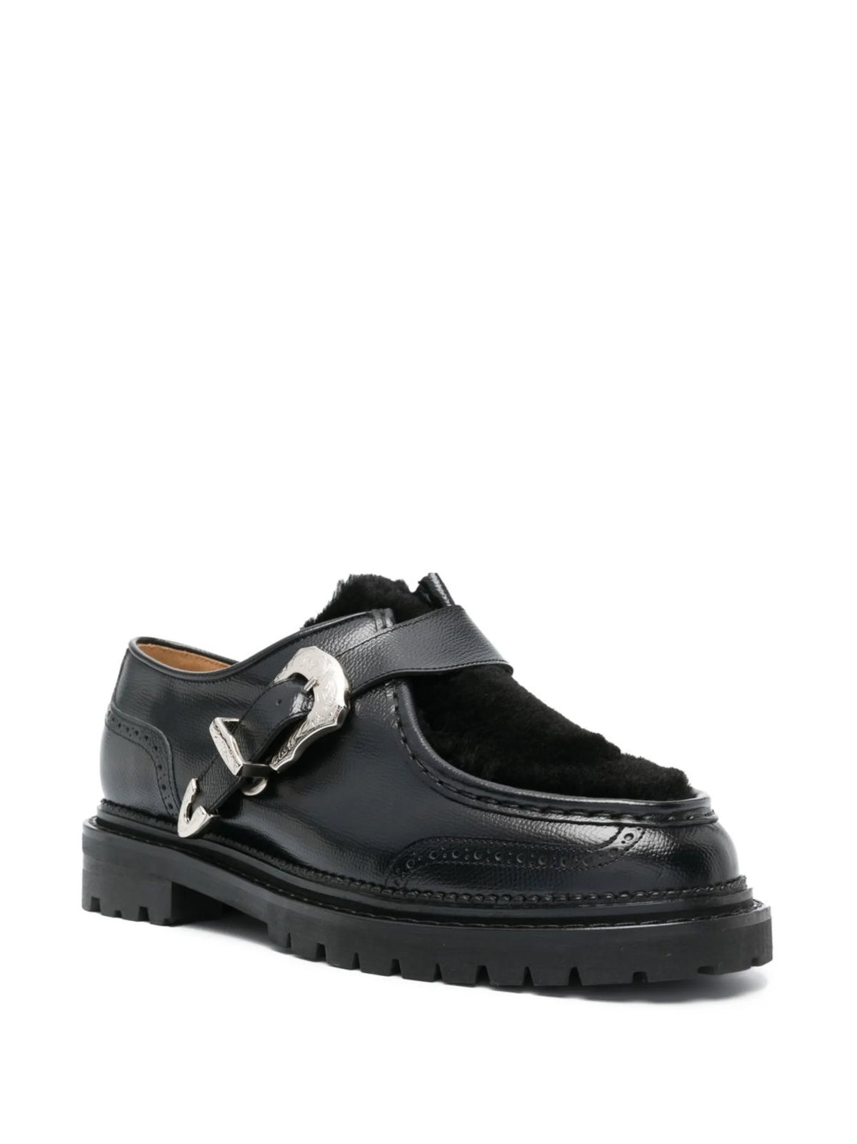 side buckle-fastening monk shoes