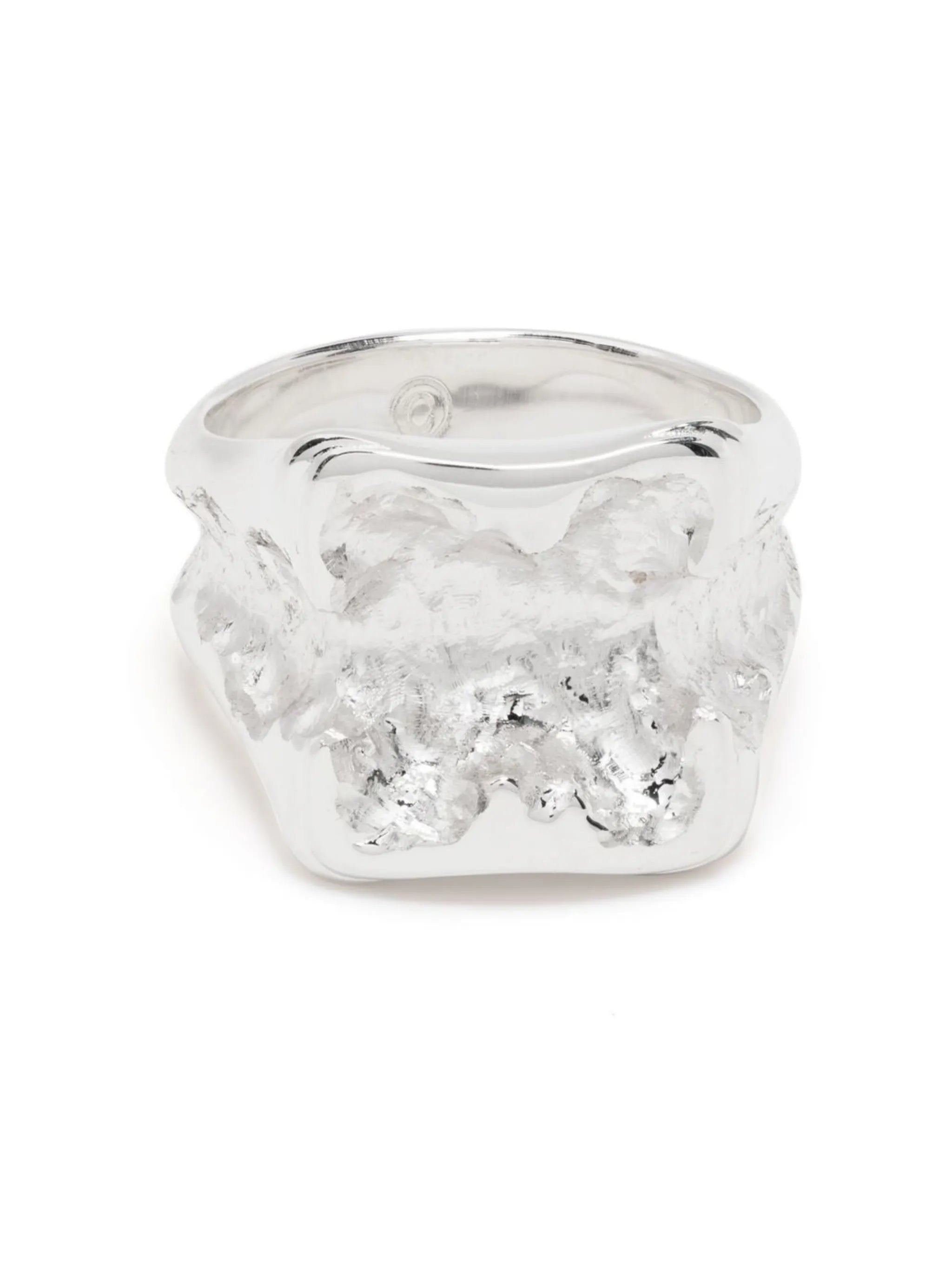 hammered-effect signet ring