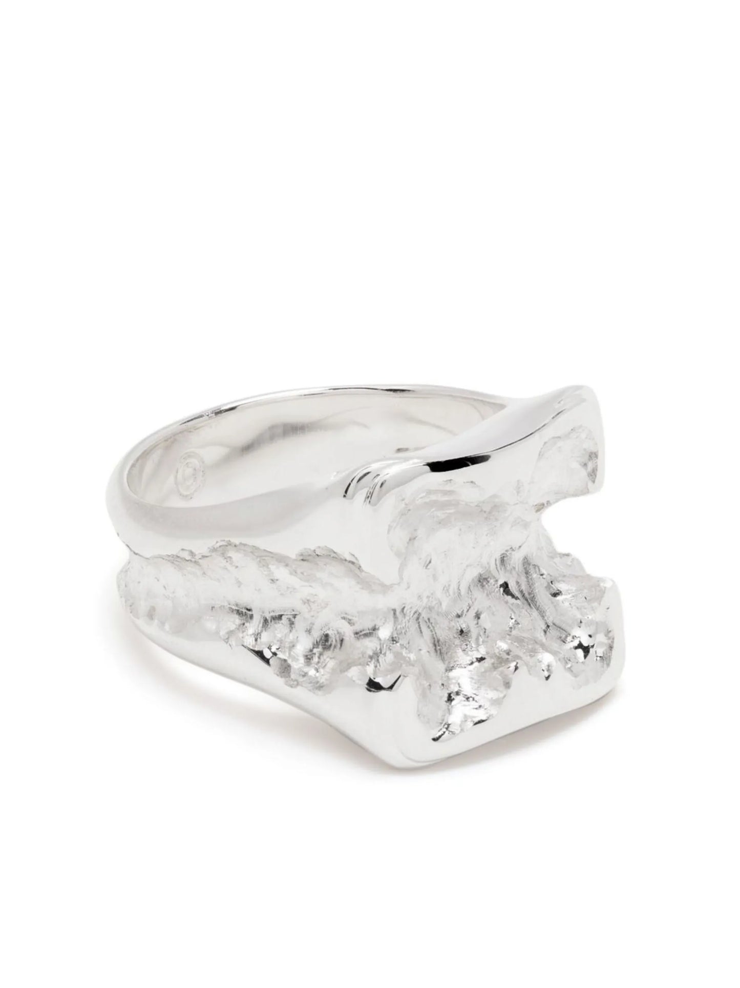 hammered-effect signet ring