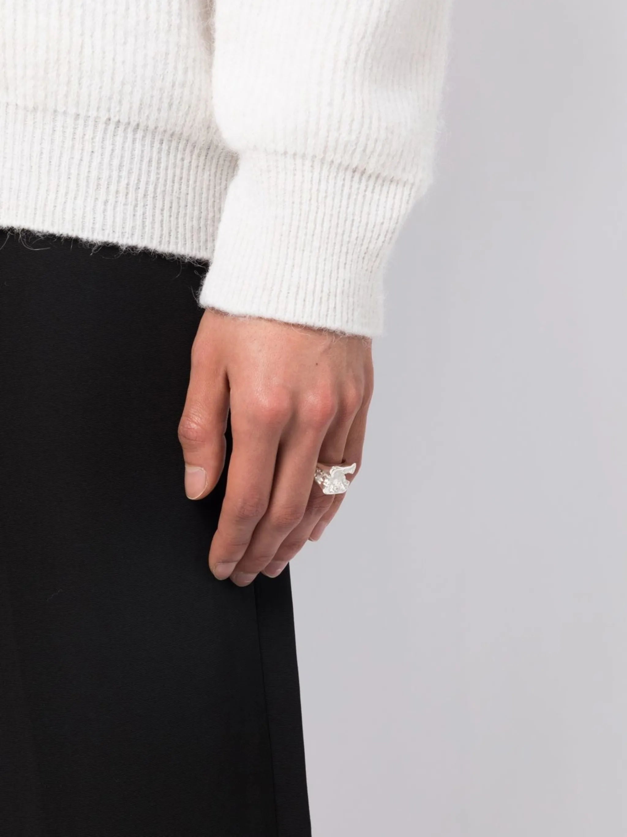 hammered-effect signet ring