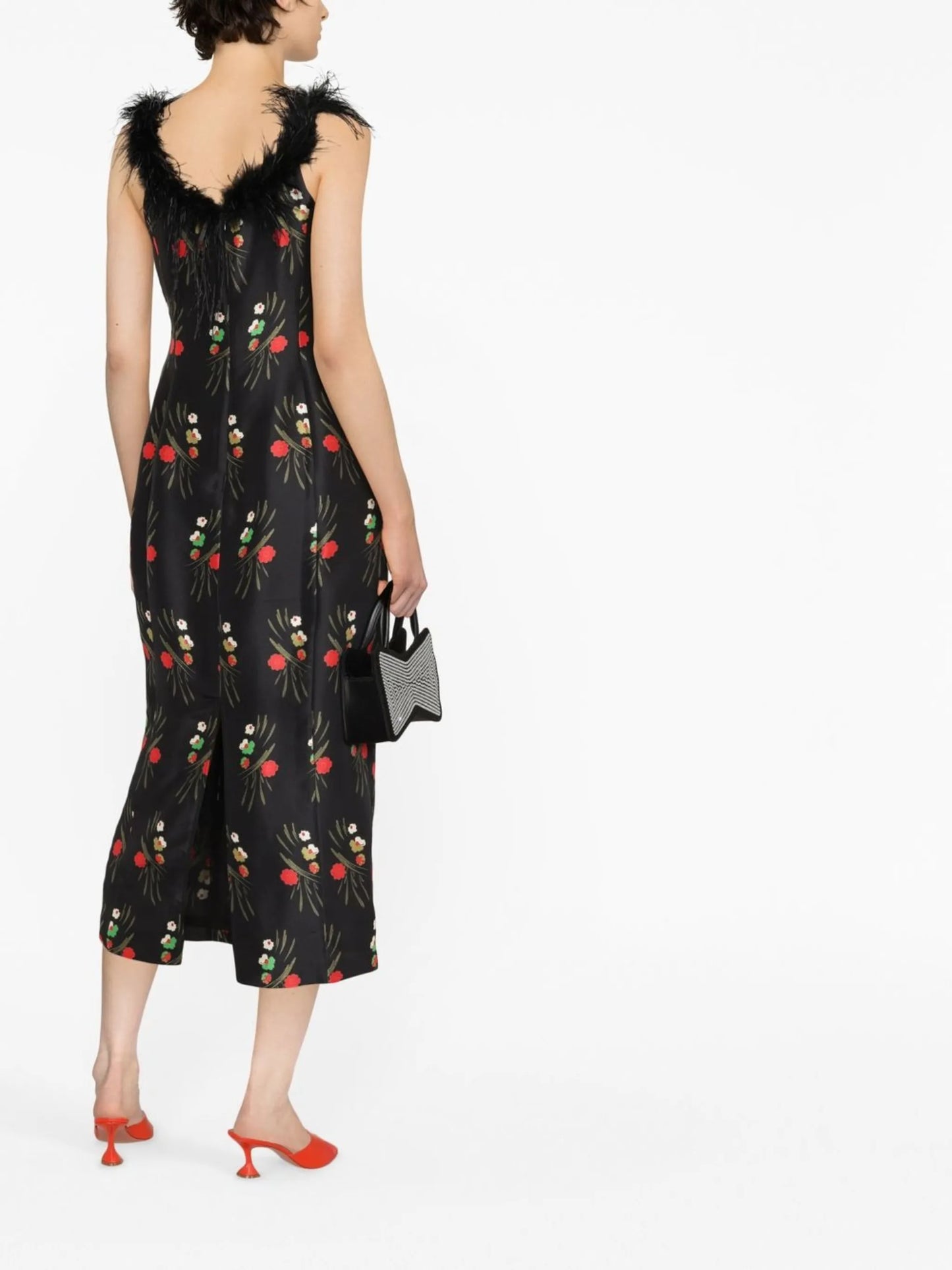 Winslett feather-embellished midi dress