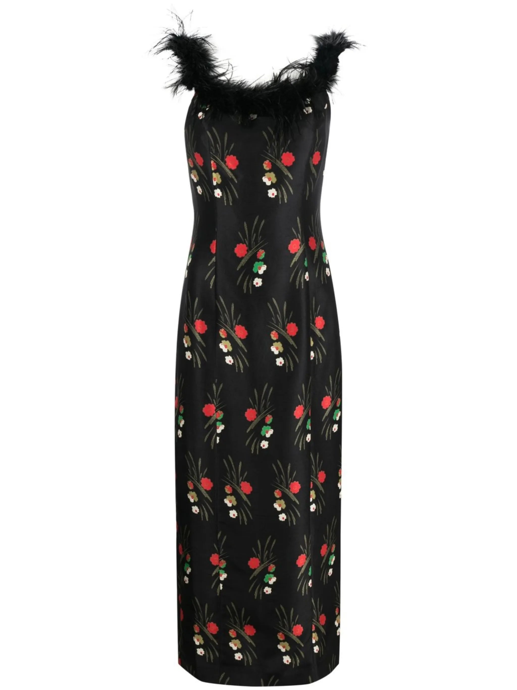 Winslett feather-embellished midi dress