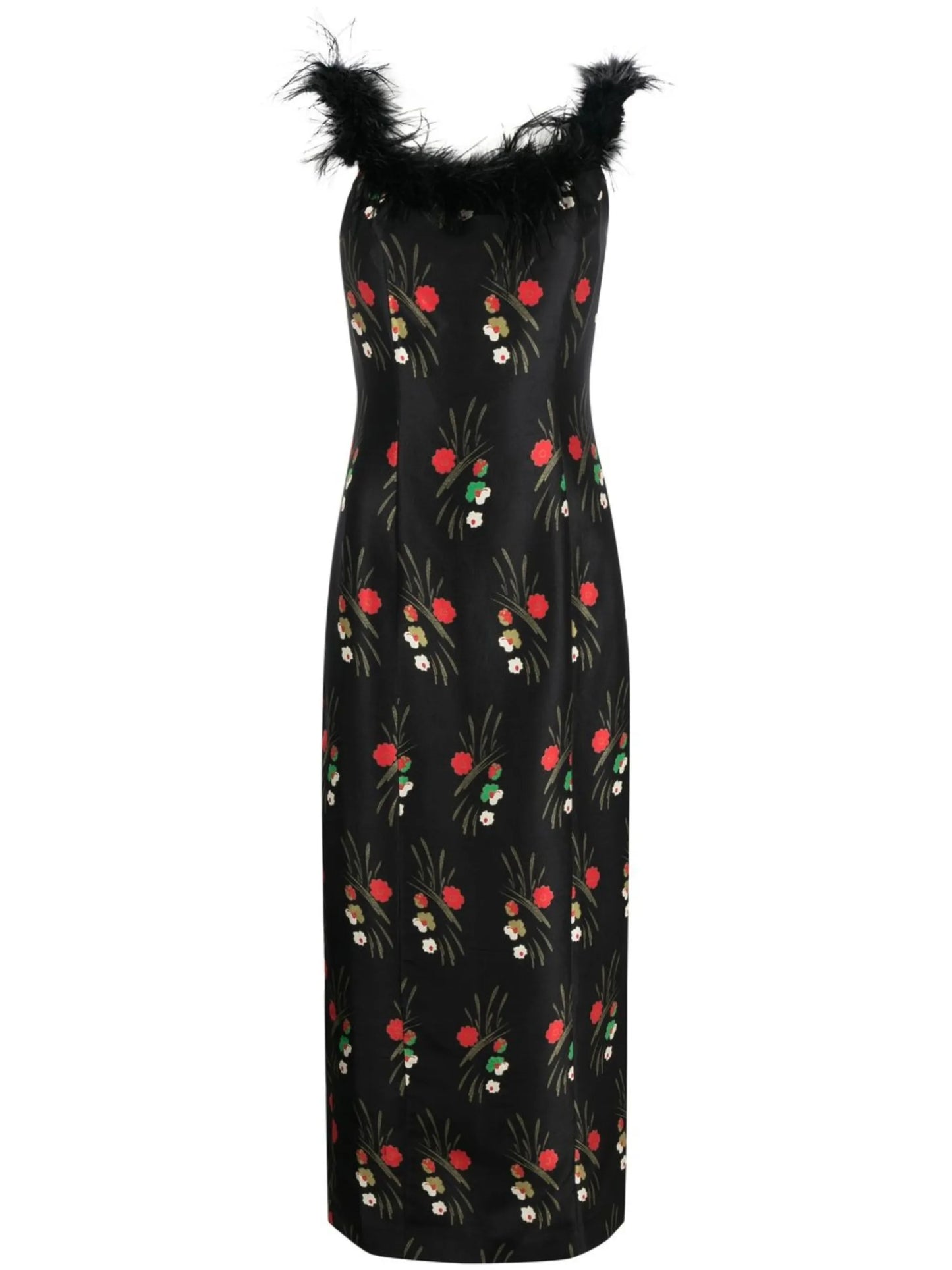 Winslett feather-embellished midi dress