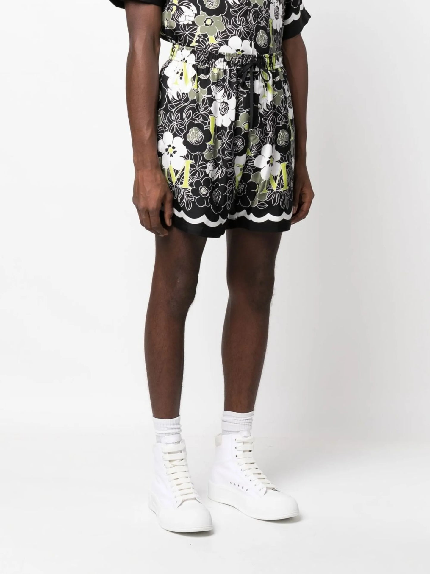 floral print silk shorts