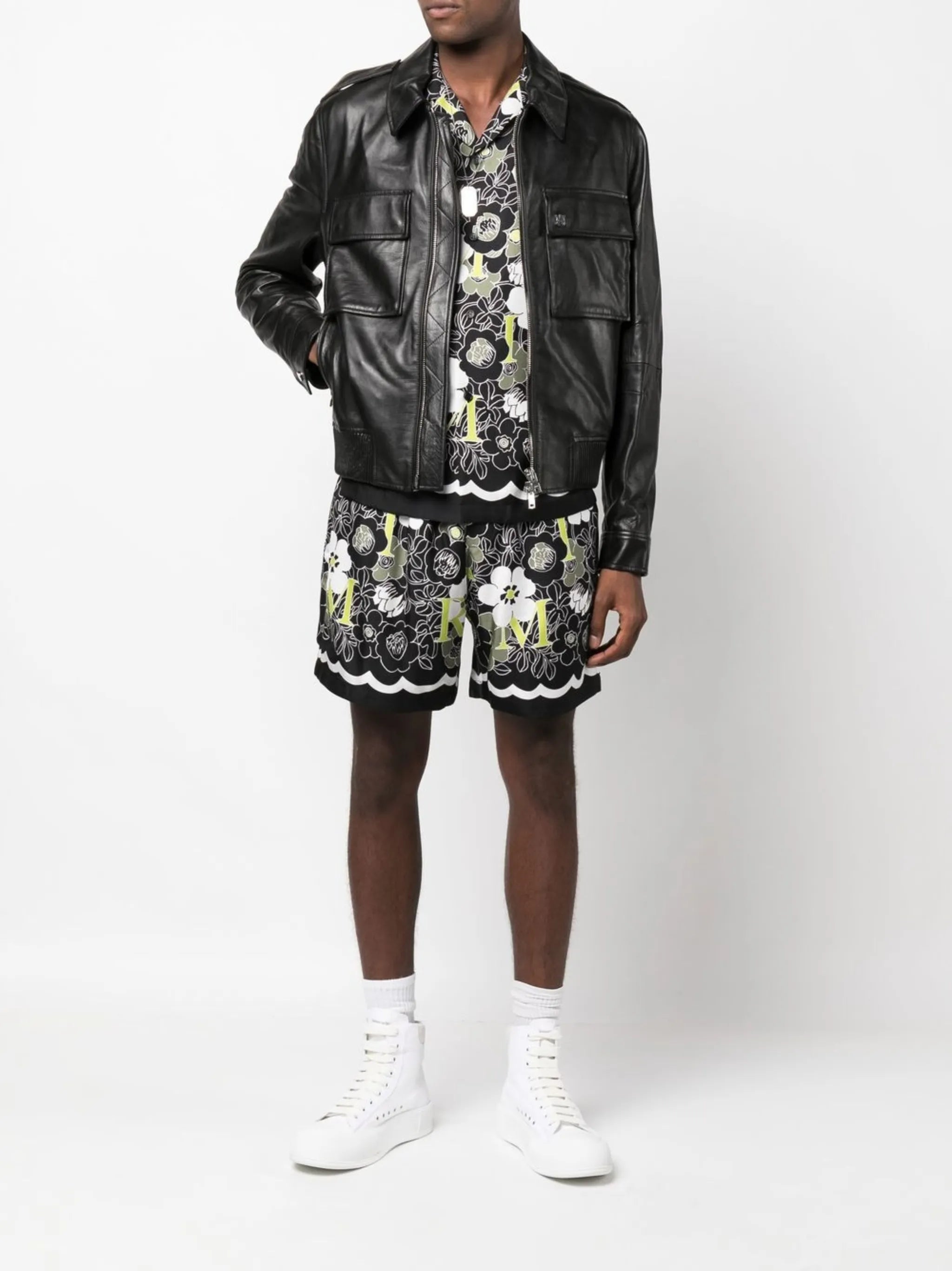 floral print silk shorts