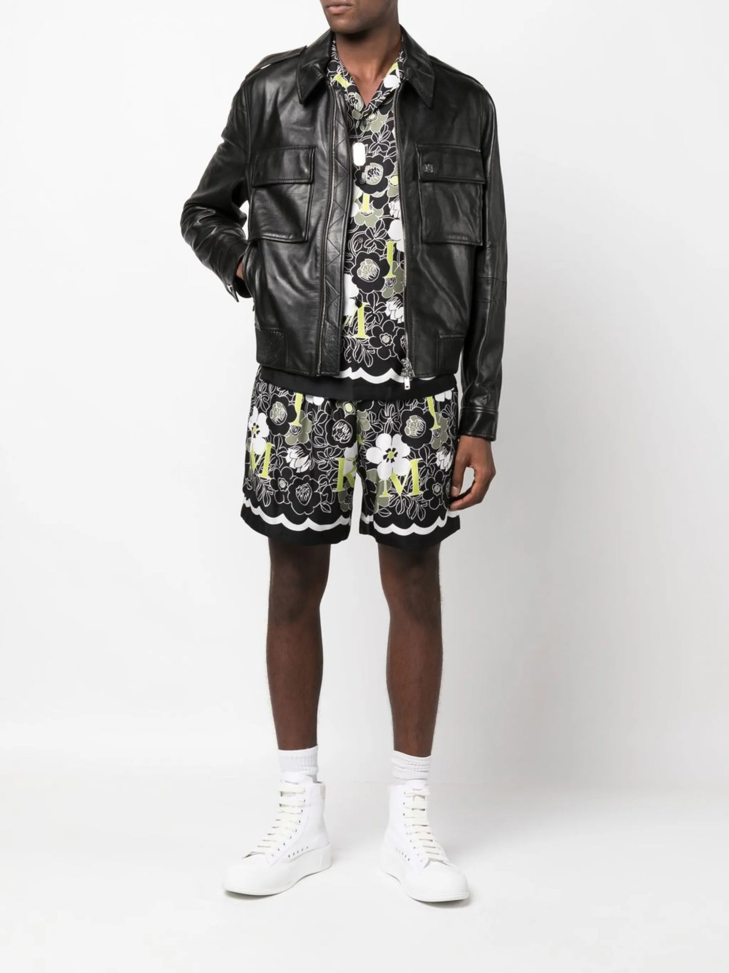 floral print silk shorts
