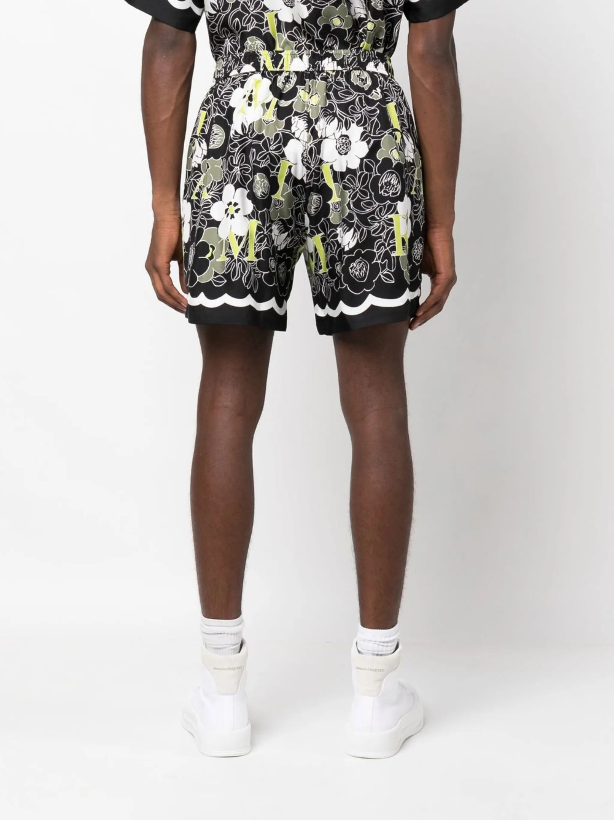 floral print silk shorts